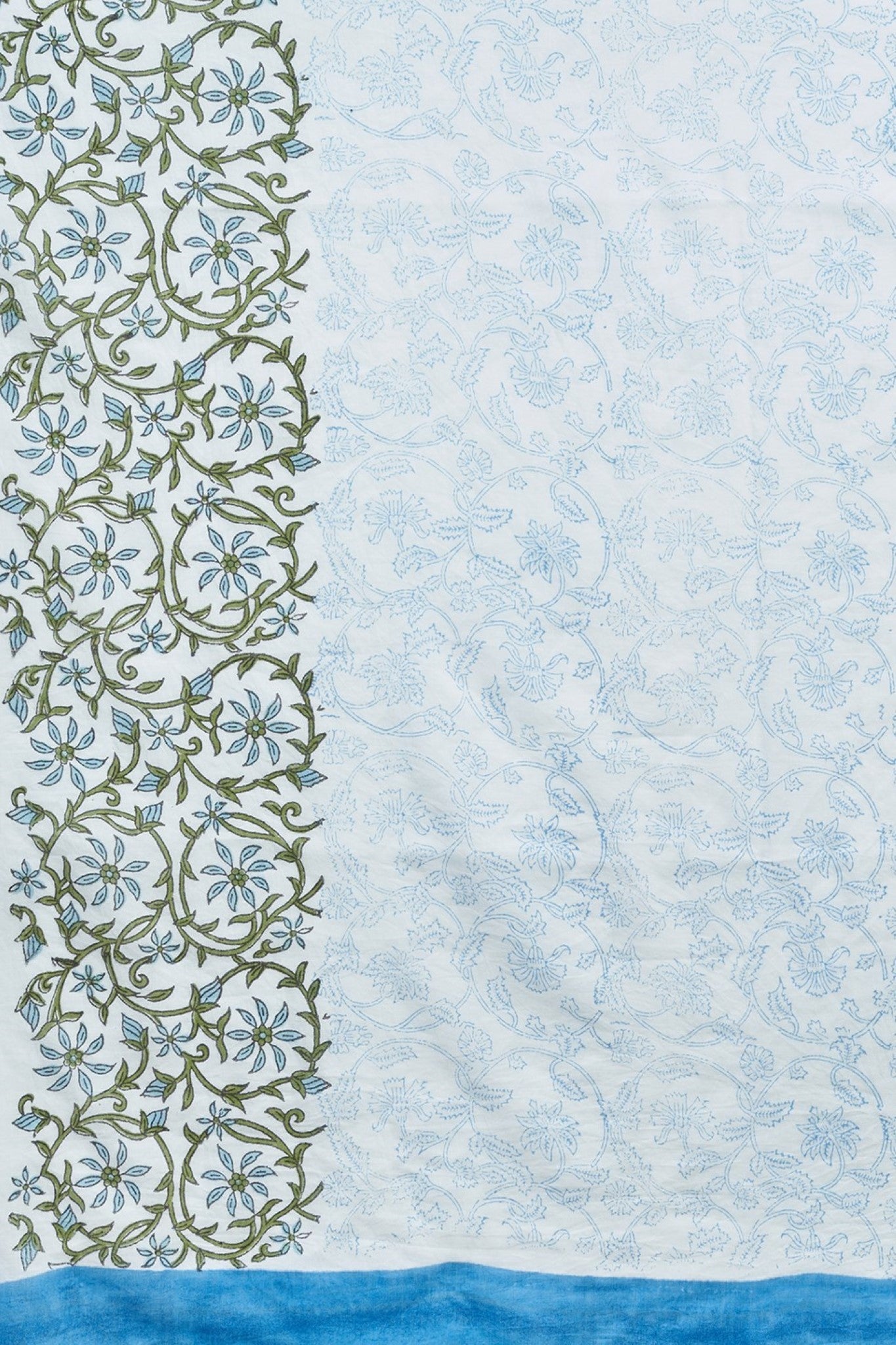 "Crape Myrtle Blue" HANDBLOCK PRINT MUL COTTON SAREE