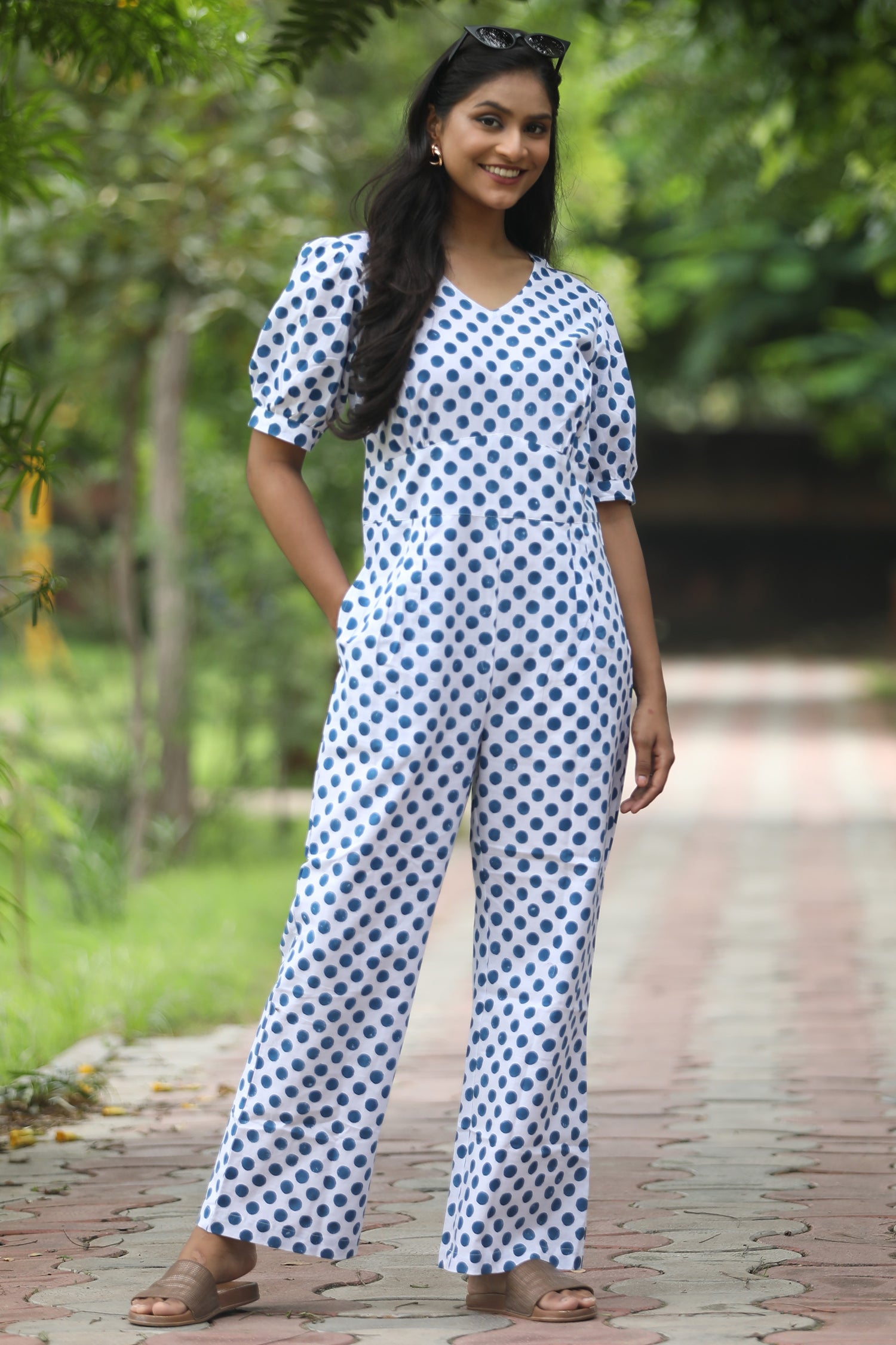 Blueberries Hand block Printed jumpsuit