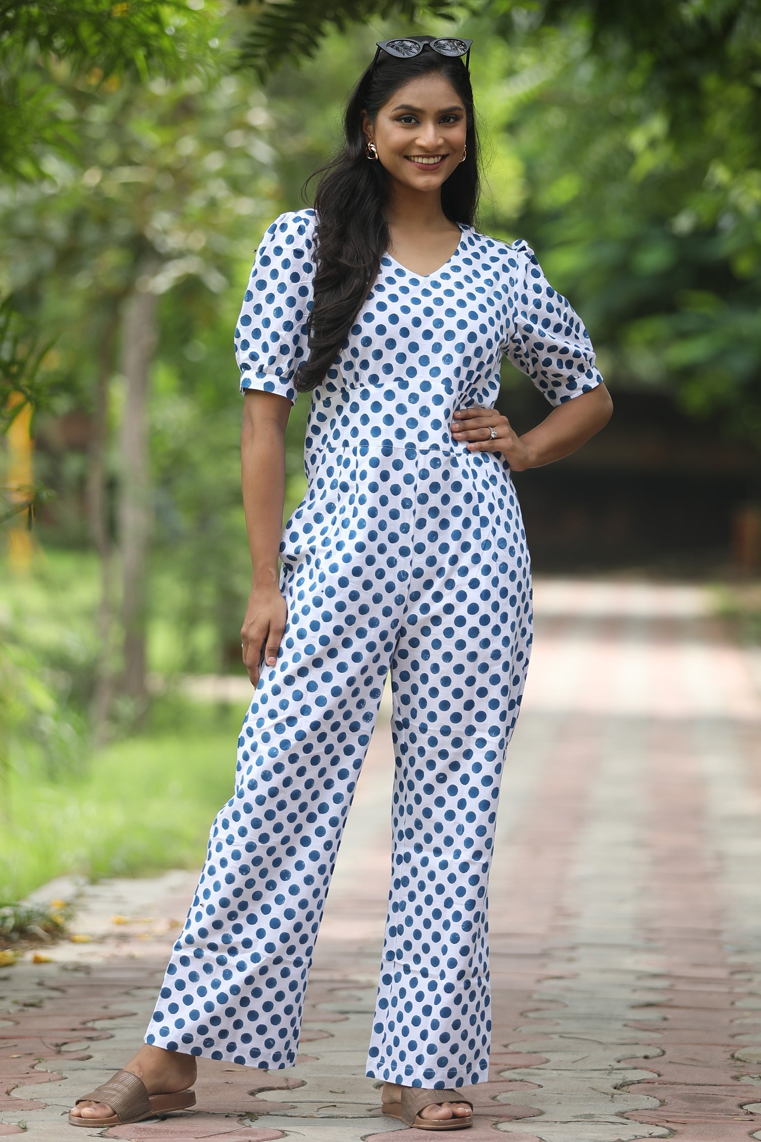 Blueberries Hand block Printed jumpsuit