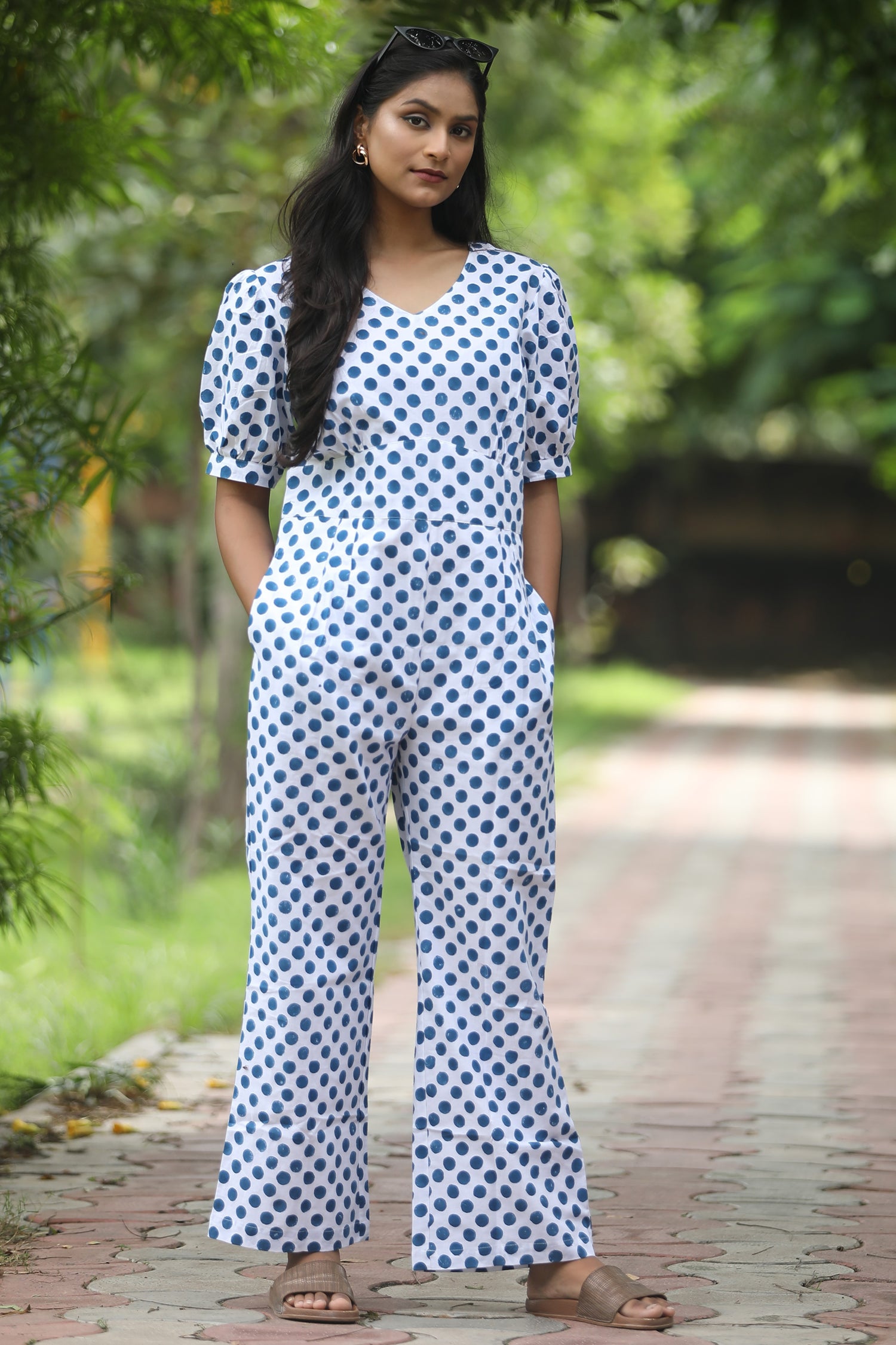 Blueberries Hand block Printed jumpsuit