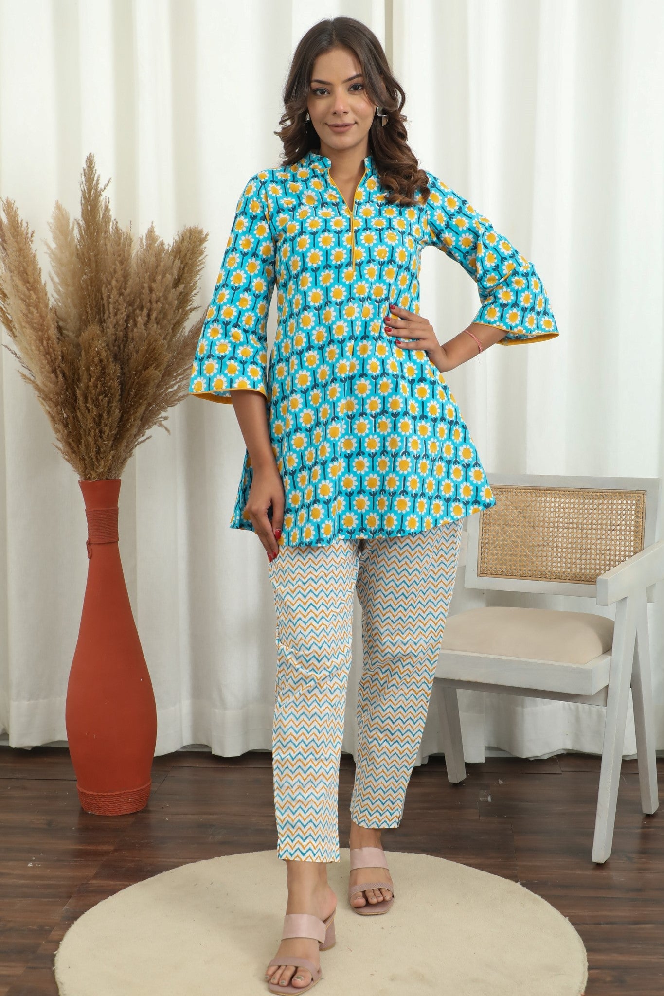 Sootisyahi ' Florixa ' Hand Block Printed Co-Ord Set