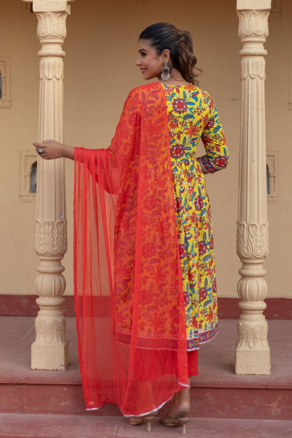 SootiSyahi-"Sunshine Garden” Hand Block Printed Cotton Suit Set