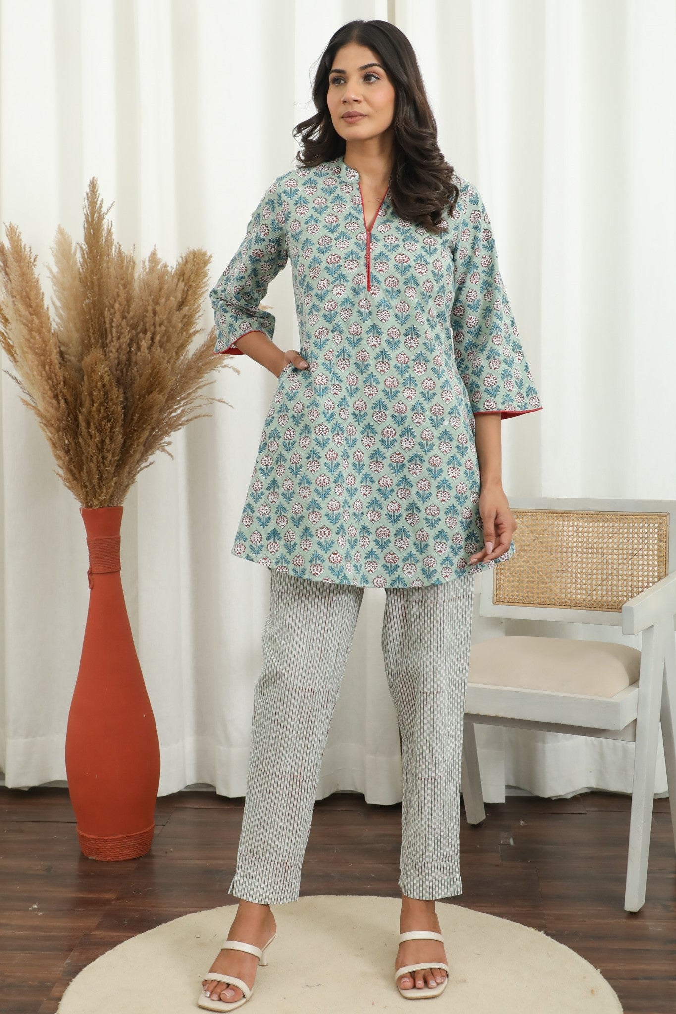 Sootisyahi ' Blossomix ' Hand Block Printed Co-Ord Set