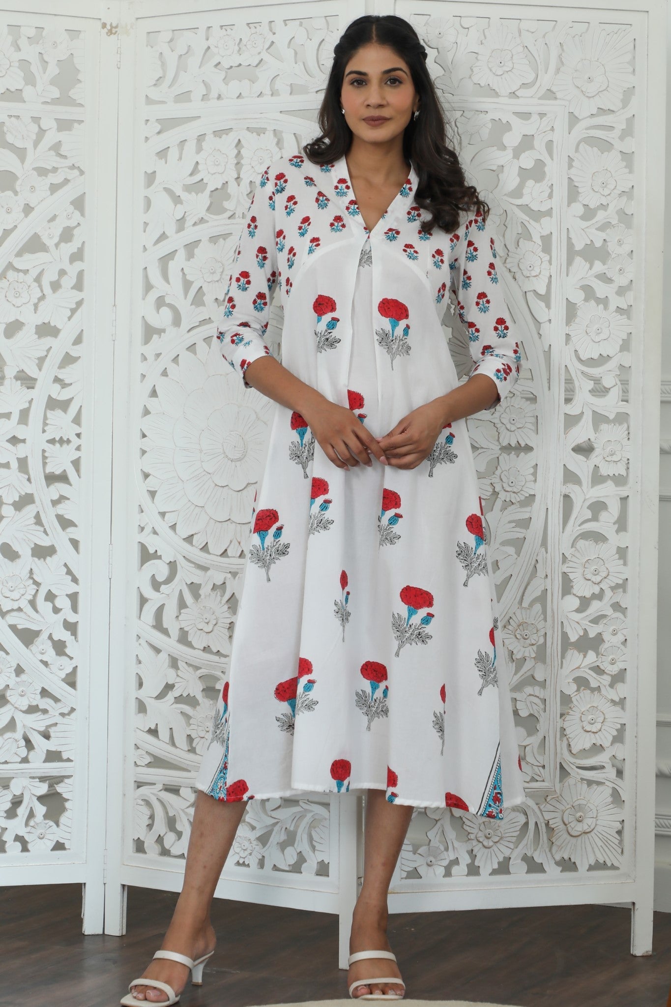 Sootisyahi ' Petunia belly ' Azofree Handblock Printed Pure Cotton Dress