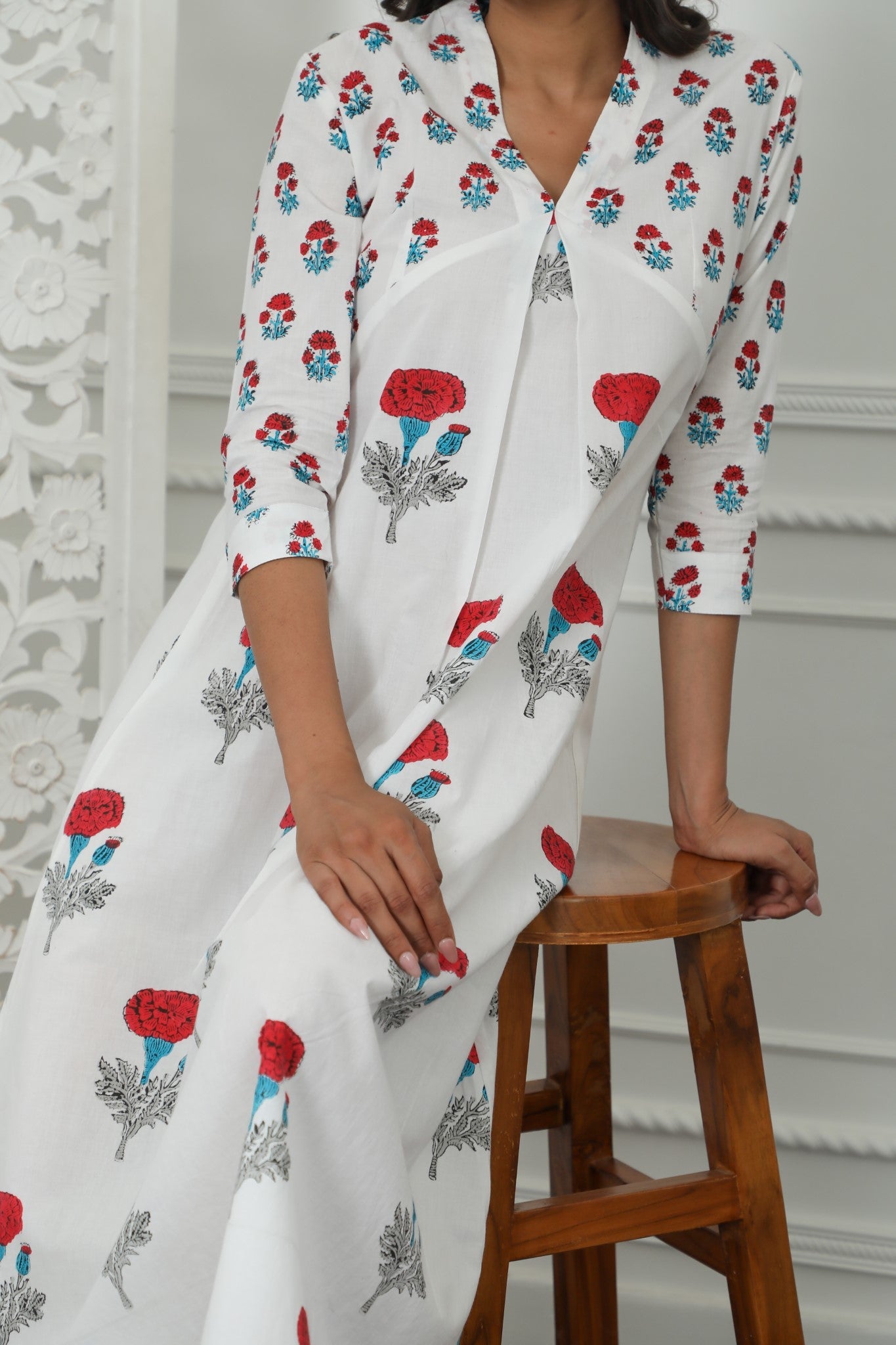 Sootisyahi ' Petunia belly ' Azofree Handblock Printed Pure Cotton Dress