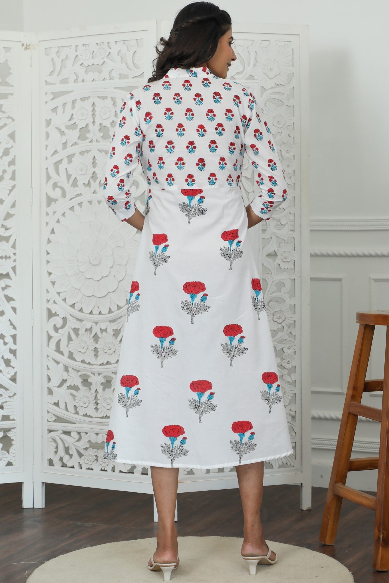 Sootisyahi ' Petunia belly ' Azofree Handblock Printed Pure Cotton Dress