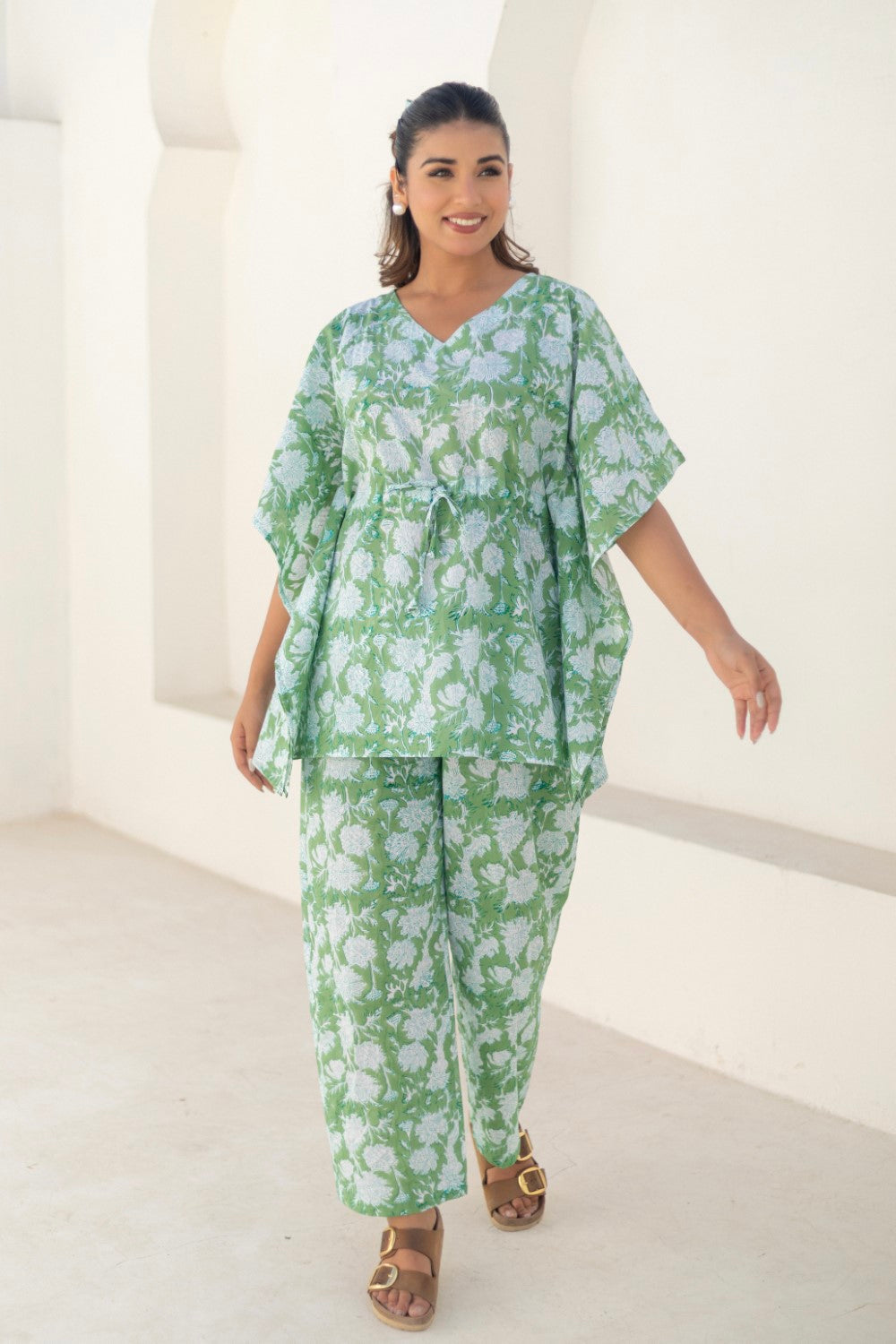 Sootisyahi 'Meadow Breeze' Cotton Kaftan Set
