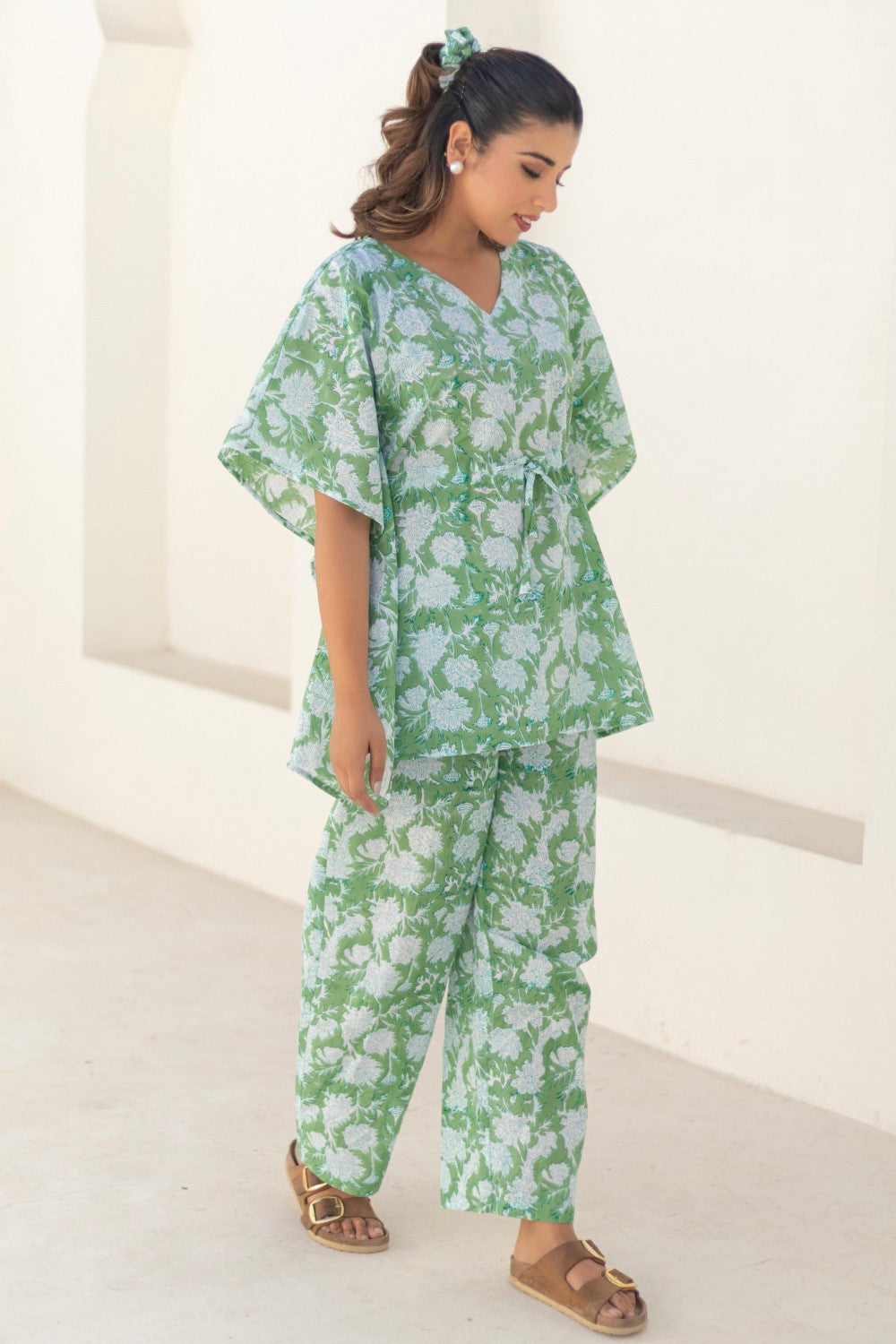 Sootisyahi 'Meadow Breeze' Cotton Kaftan Set