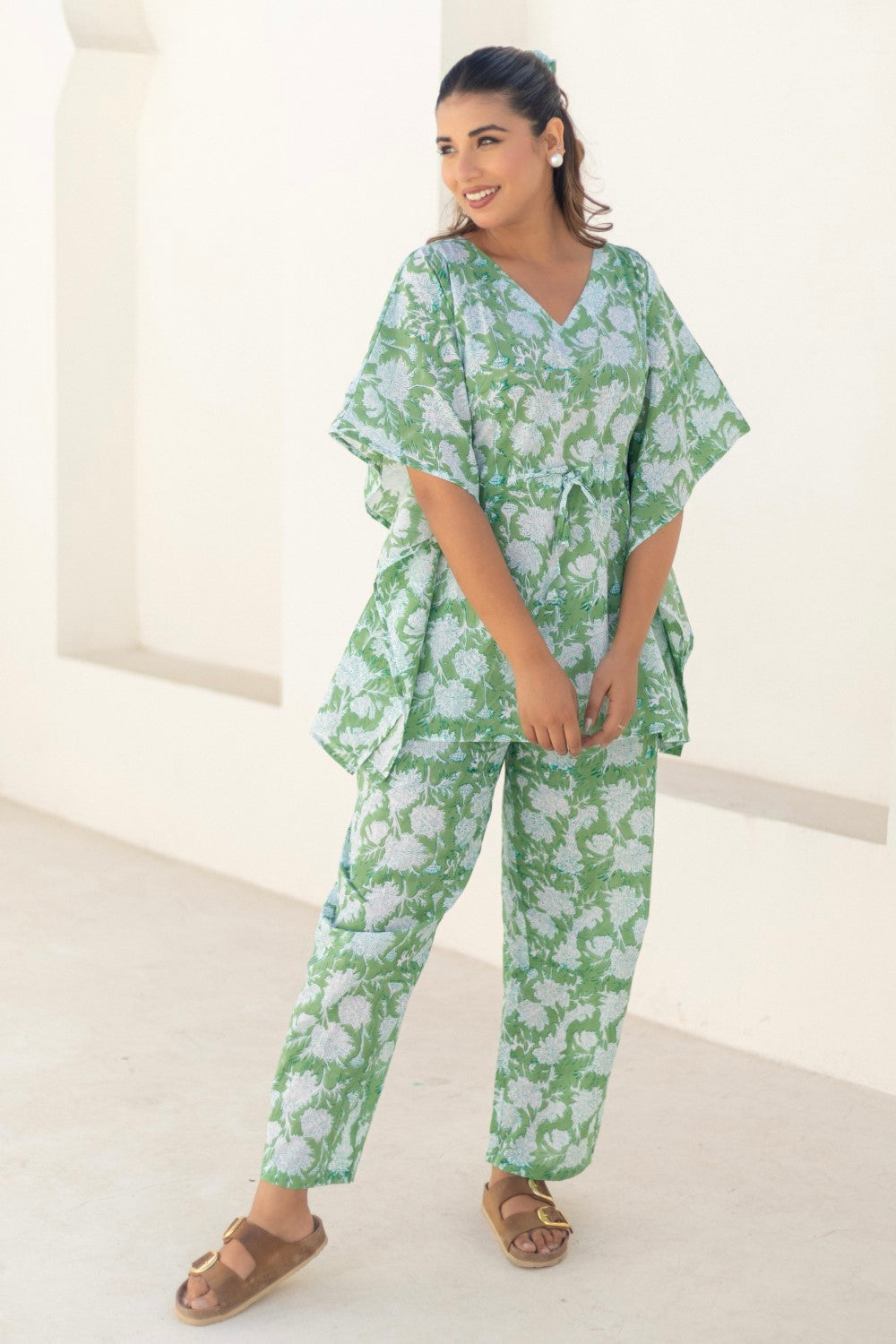 Sootisyahi 'Meadow Breeze' Cotton Kaftan Set
