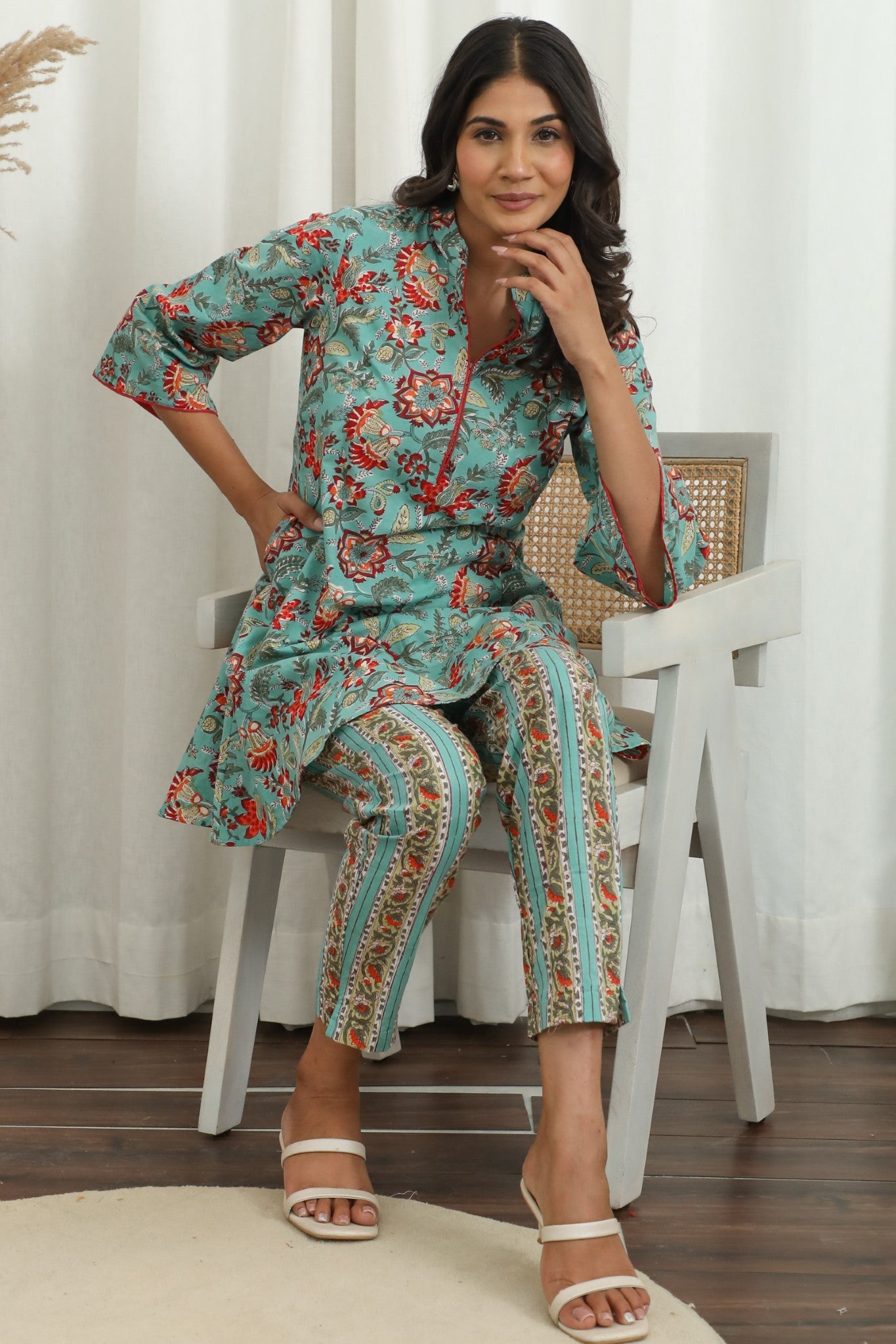 Sootisyahi ' Petalove ' Hand Block Printed Co-Ord Set