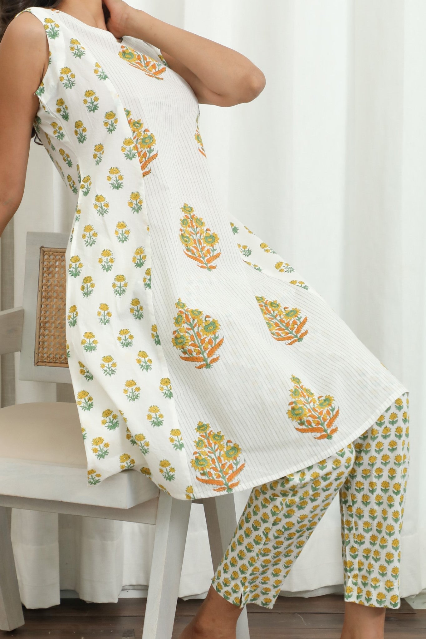 Sootisyahi ' Gardenia ' Hand Block Printed Co-Ord Set