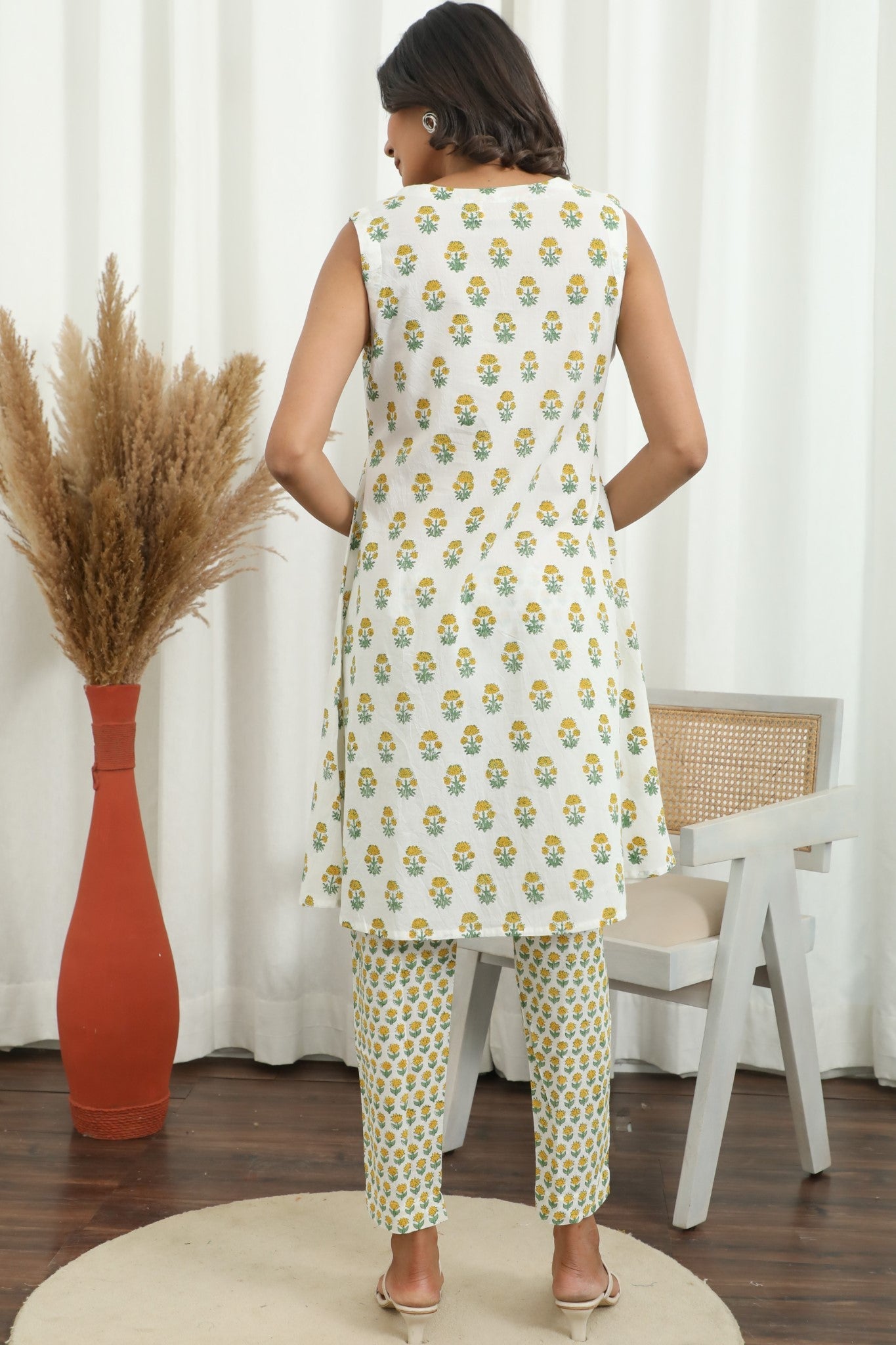 Sootisyahi ' Gardenia ' Hand Block Printed Co-Ord Set