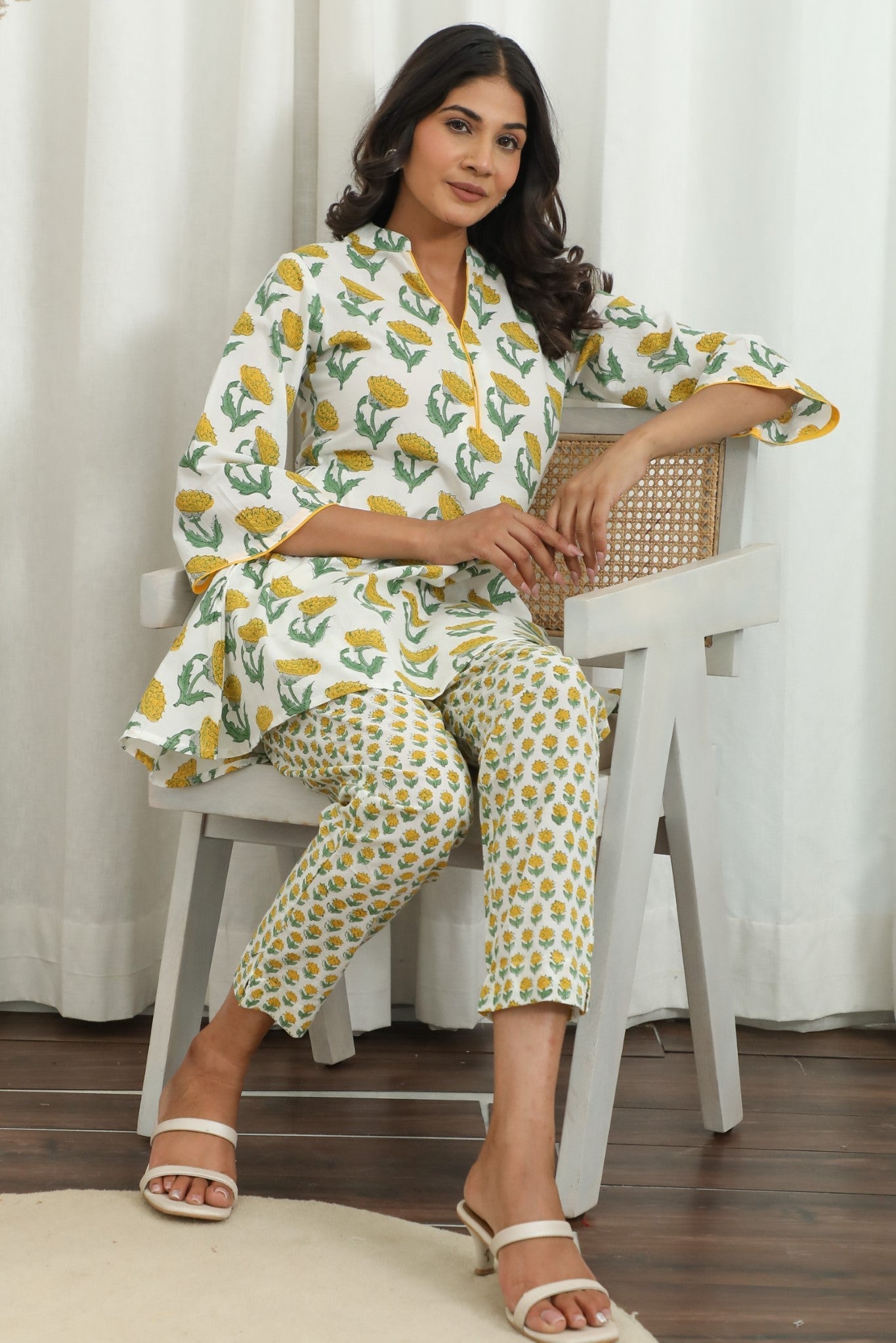 Sootisyahi ' Petalora ' Hand Block Printed Co-Ord Set