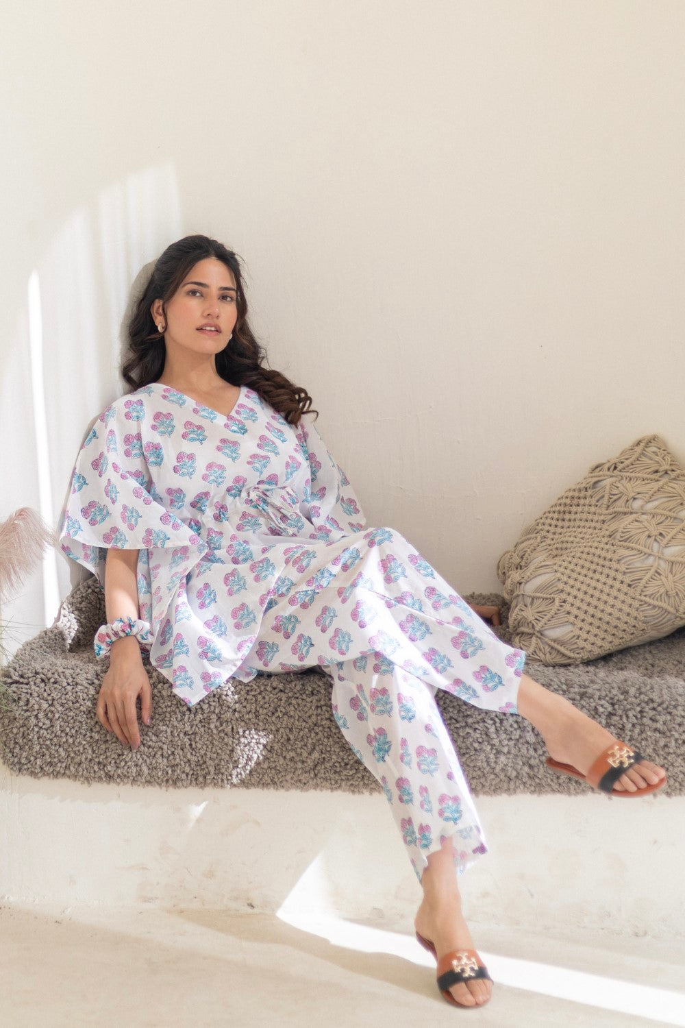 Sootisyahi 'Pastel Bloom' Cotton Kaftan Set