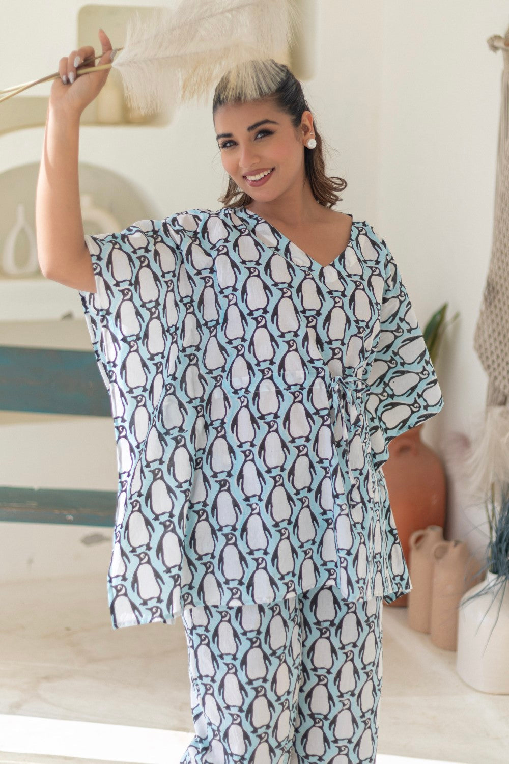 Sootisyahi 'Penguin Parade' Cotton Kaftan Set