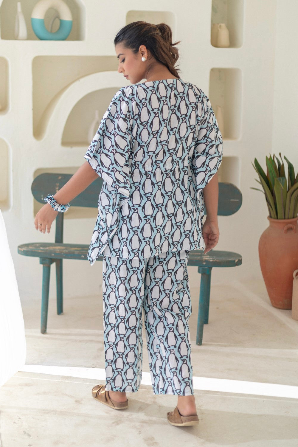 Sootisyahi 'Penguin Parade' Cotton Kaftan Set