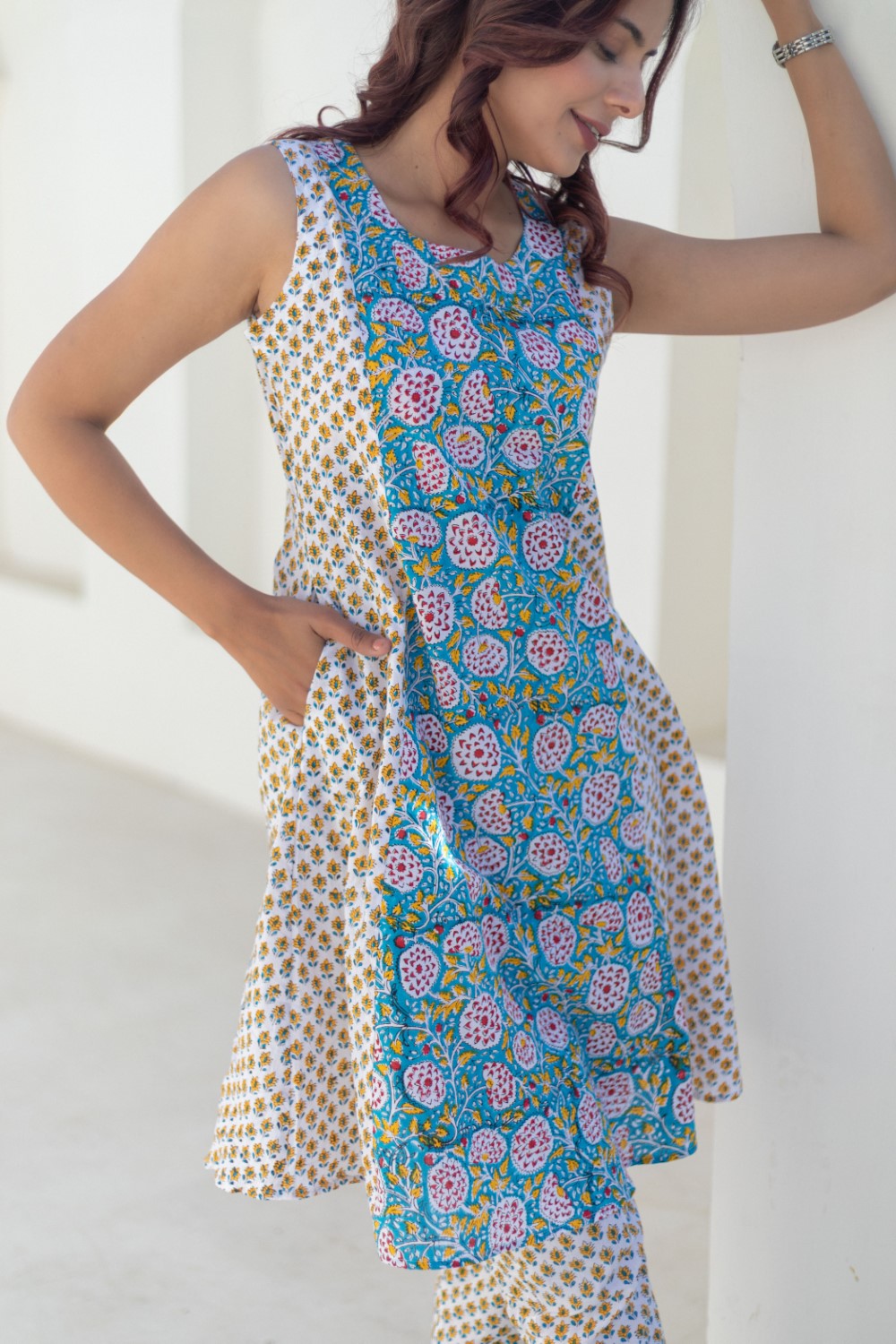 Floral Fusion-hand-block-printed-co-ord-set