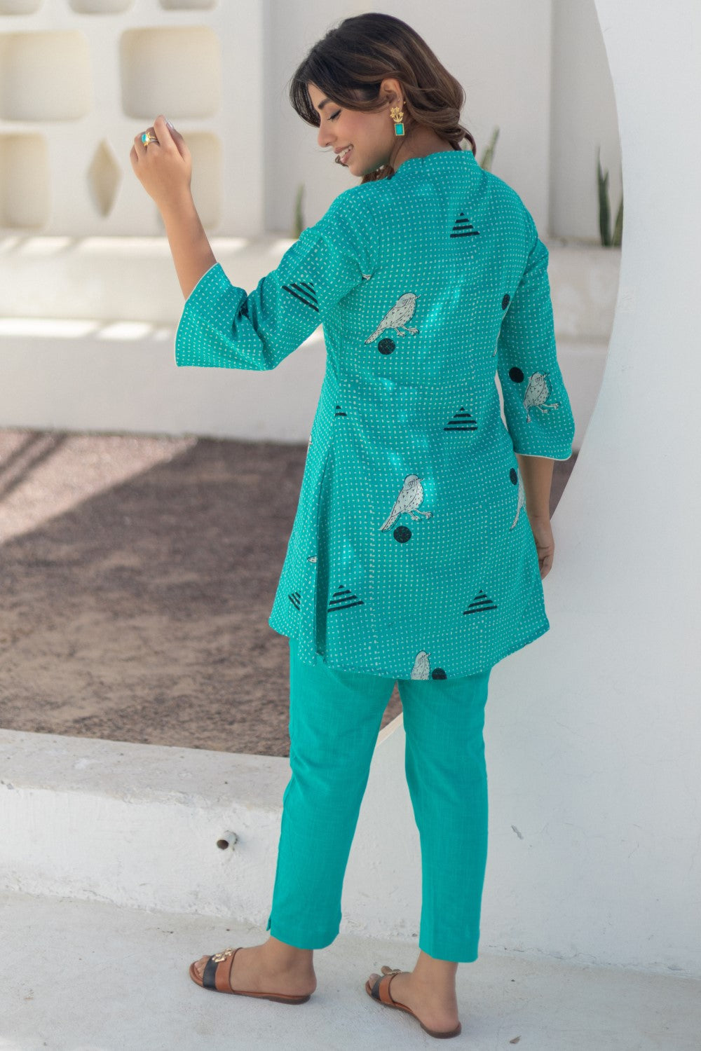 Sparrow Tales Red' Hand Block Printed Cotton Dress