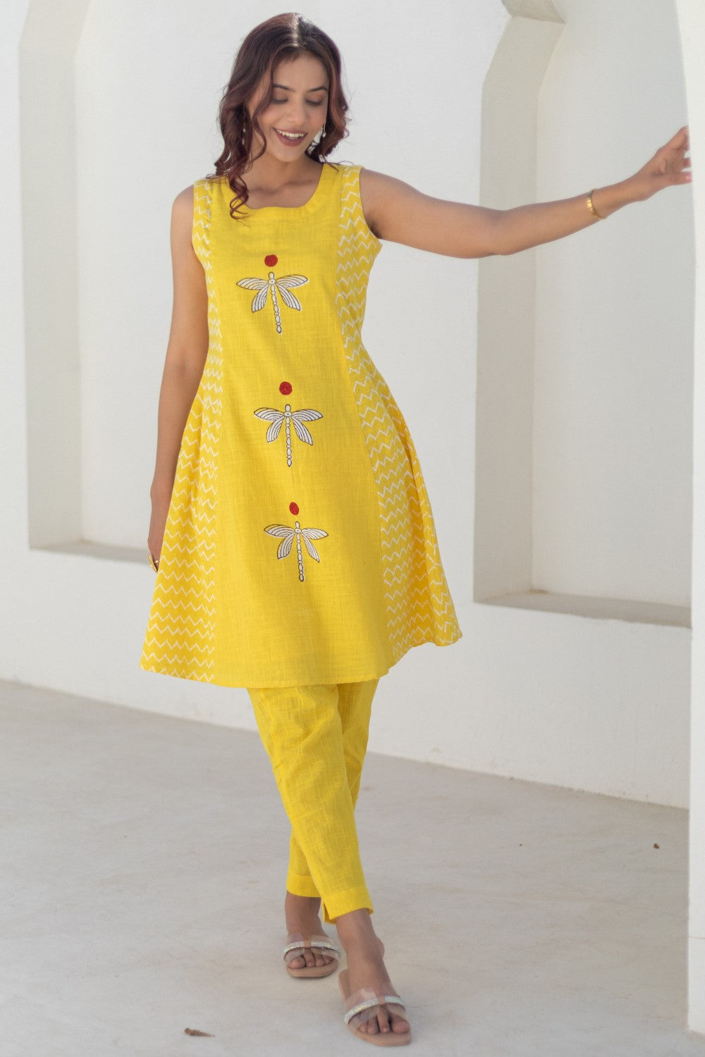 “Dragonfly Sunshine” Handblock Printed Cotton Co-Ord Set