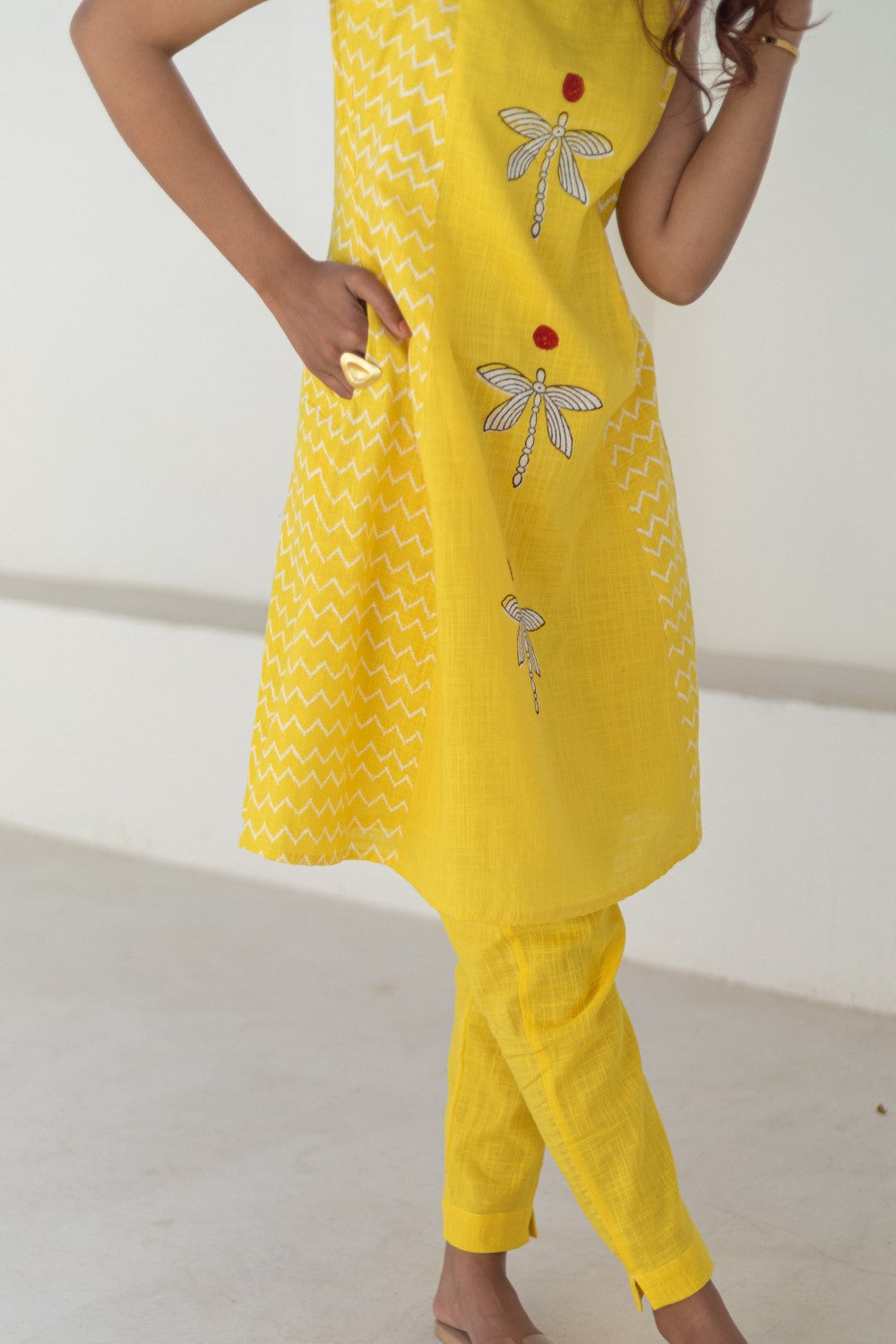 “Dragonfly Sunshine” Handblock Printed Cotton Co-Ord Set