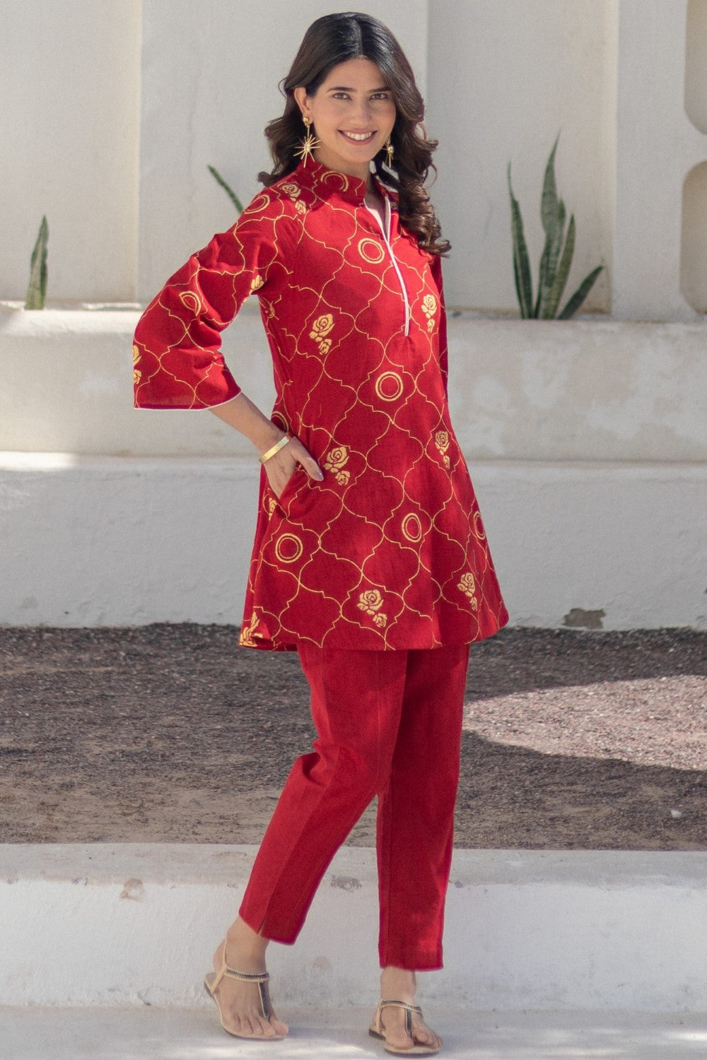 Rose Tapestry' Hand Block Printed Cotton Dress