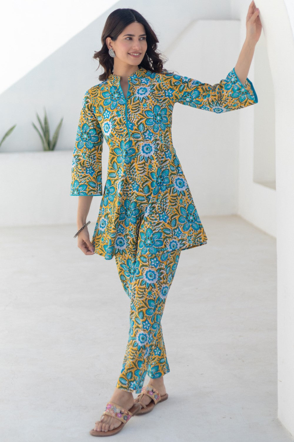 sootisyahi-Turquoise Tapestry-hand-block-printed-co-ord-set