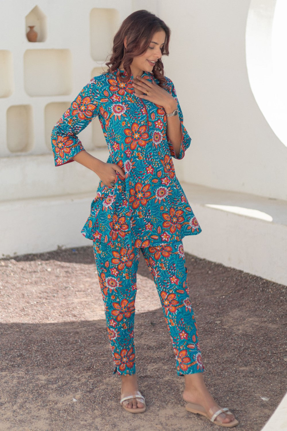 sootisyahi-Coral Garden-hand-block-printed-co-ord-set