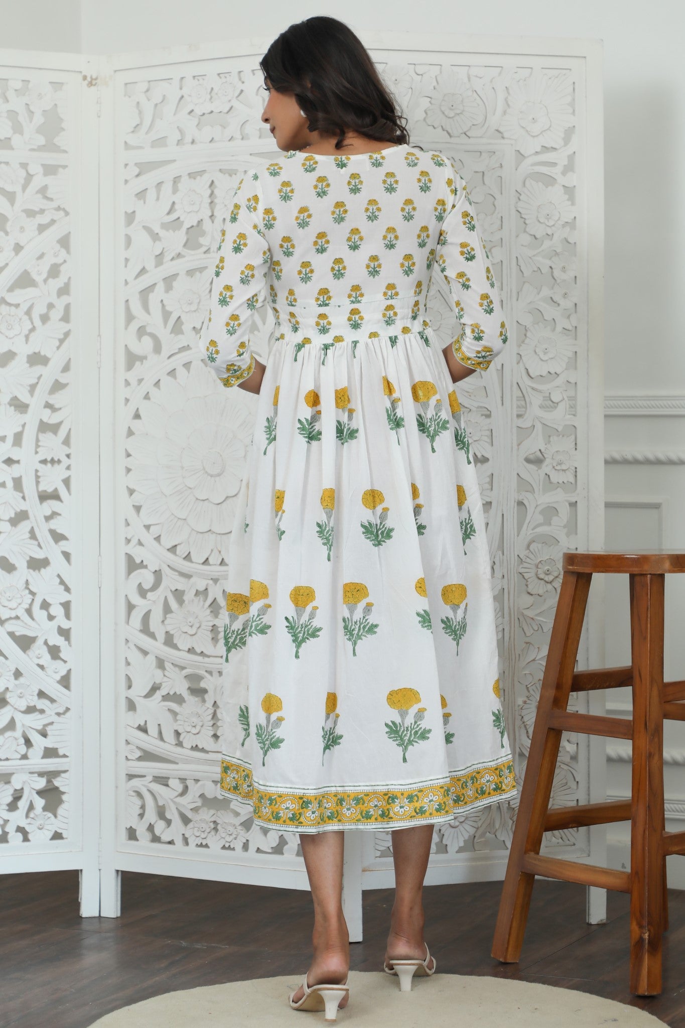 Sootisyahi ' Rayne ' Azofree Handblock Printed Pure Cotton Dress