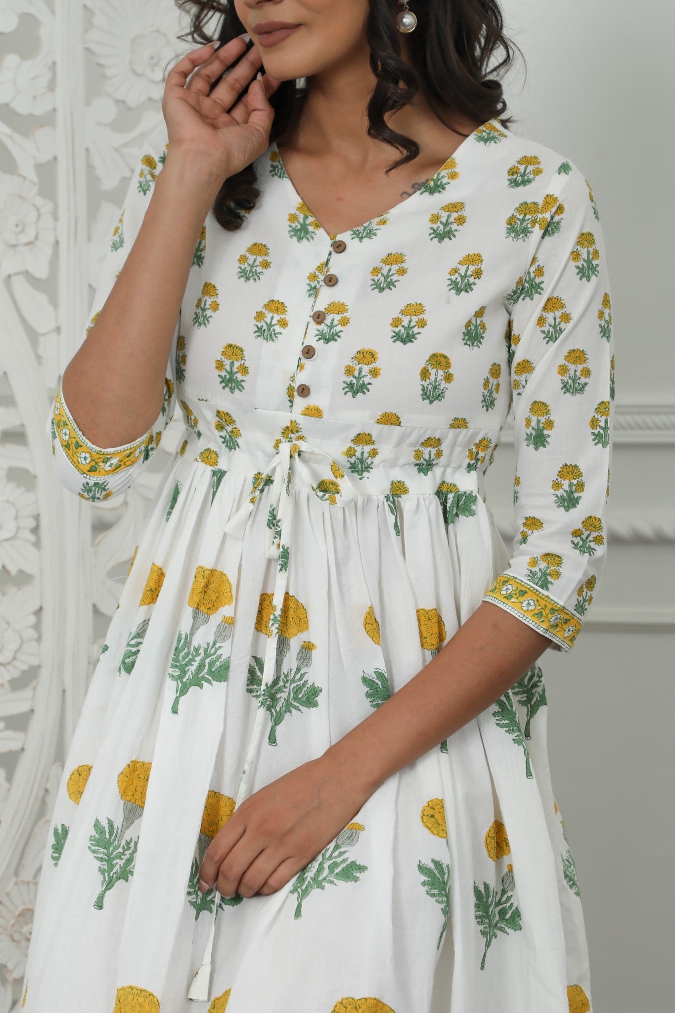 Sootisyahi ' Rayne ' Azofree Handblock Printed Pure Cotton Dress