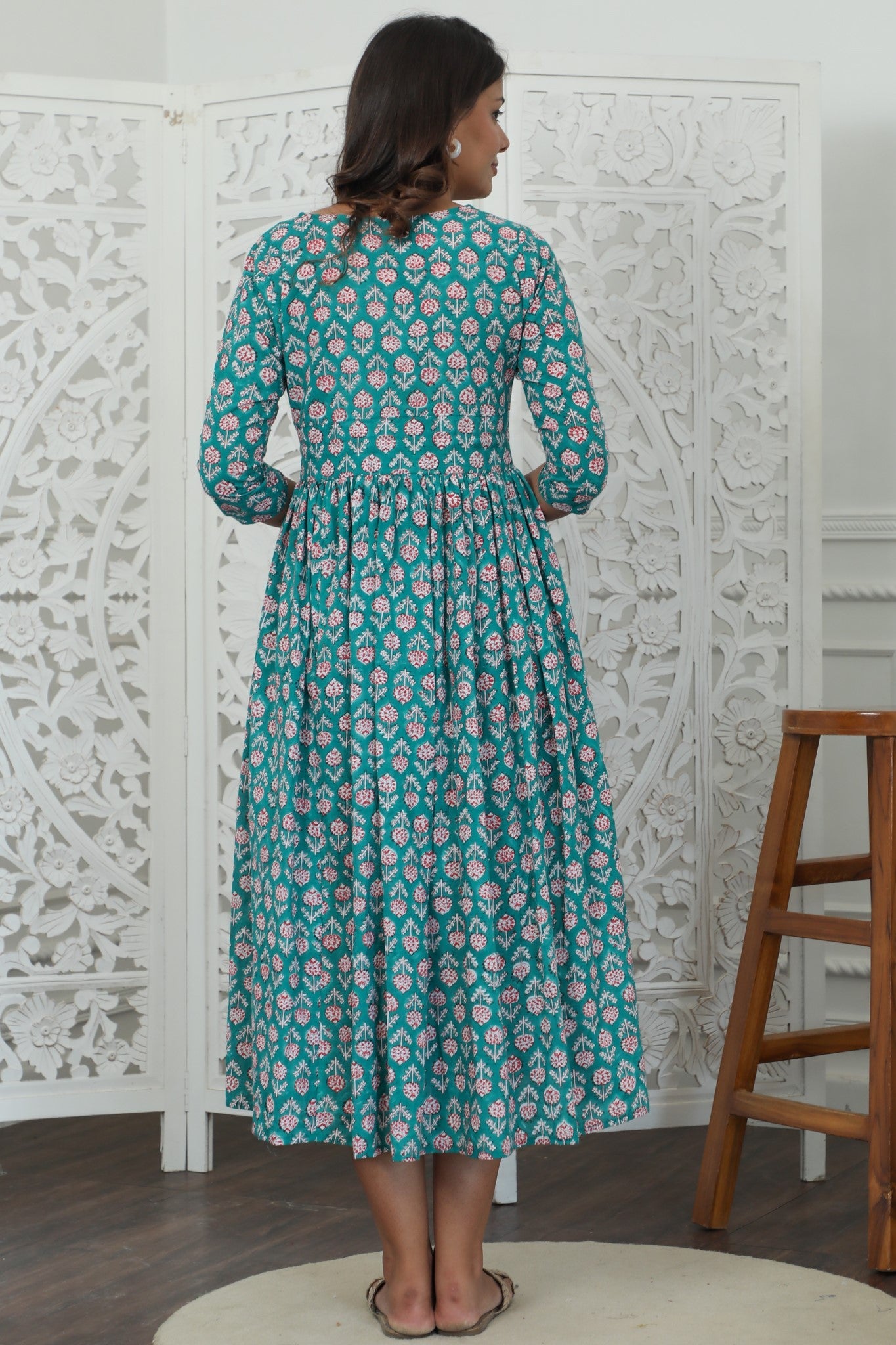 Sootisyahi ' Rayne ' Azofree Handblock Printed Pure Cotton Dress