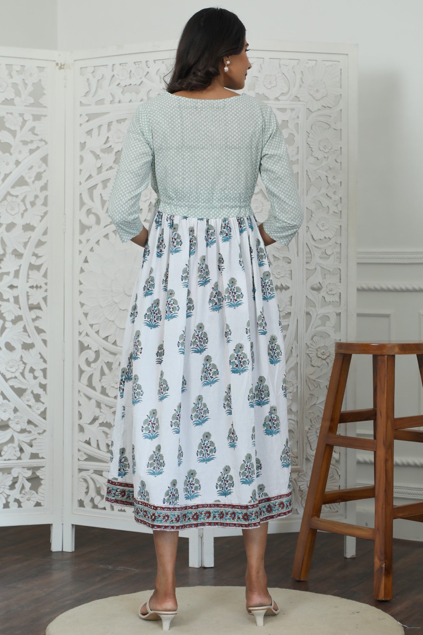 Sootisyahi ' Roxana ' Azofree Handblock Printed Pure Cotton Dress