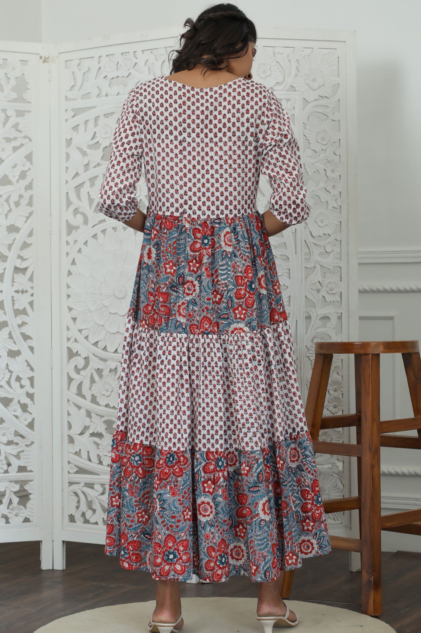 Sootisyahi ' Garden Of Dreams ' Azofree Handblock Printed Pure Cotton Dress