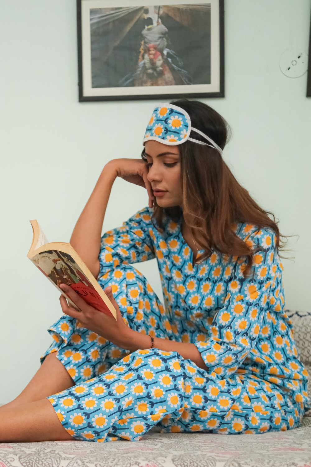 Sootisyahi 'Flower Dream' Handblock Printed Pure Cotton Night Suit