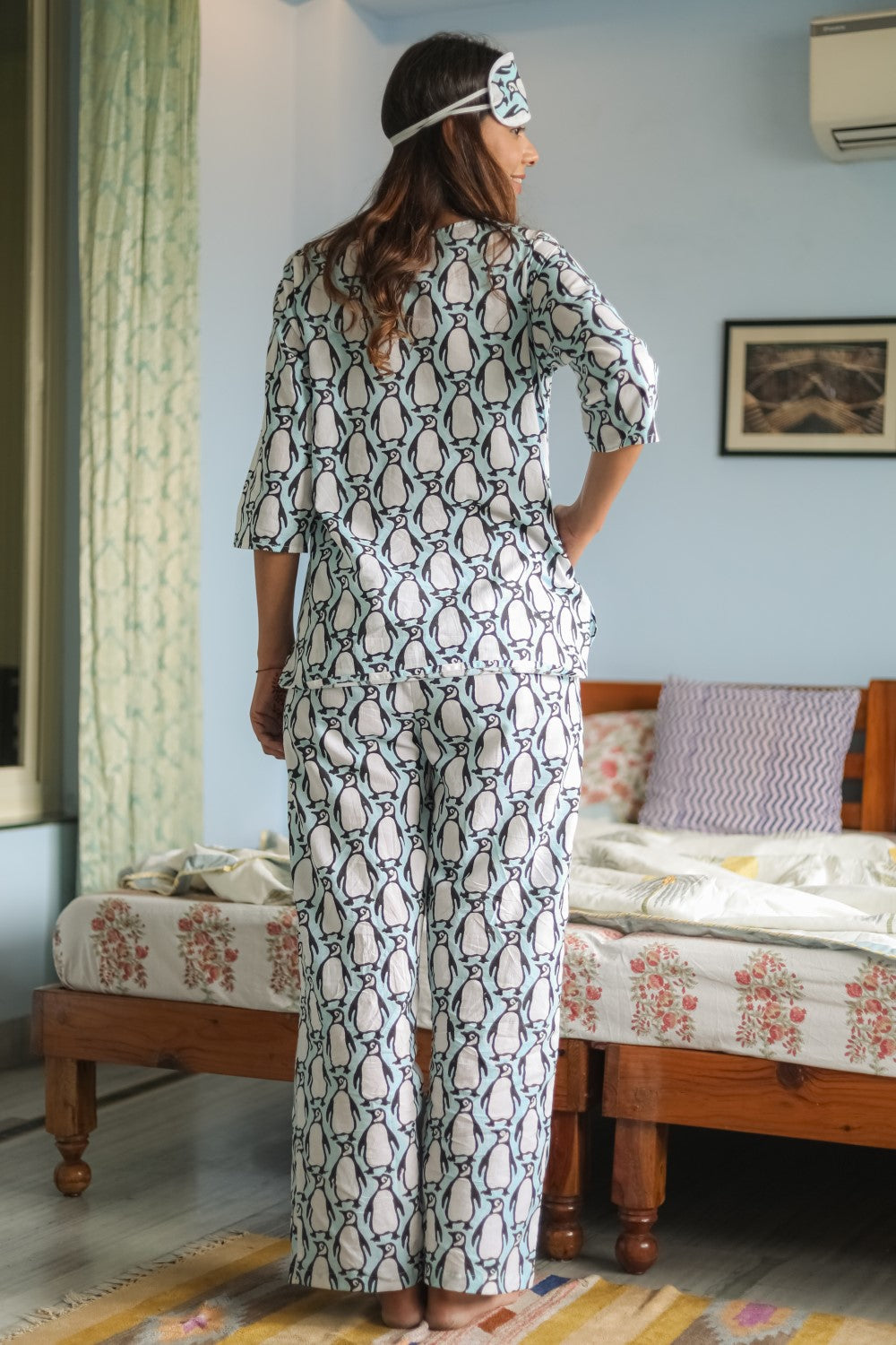 Sootisyahi 'Icy Penguin' Handblock Printed Pure Cotton Night Suit