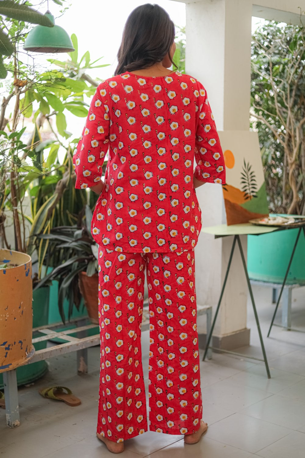 Sootisyahi 'Omelet Oasis' Handblock Printed Pure Cotton Night Suit