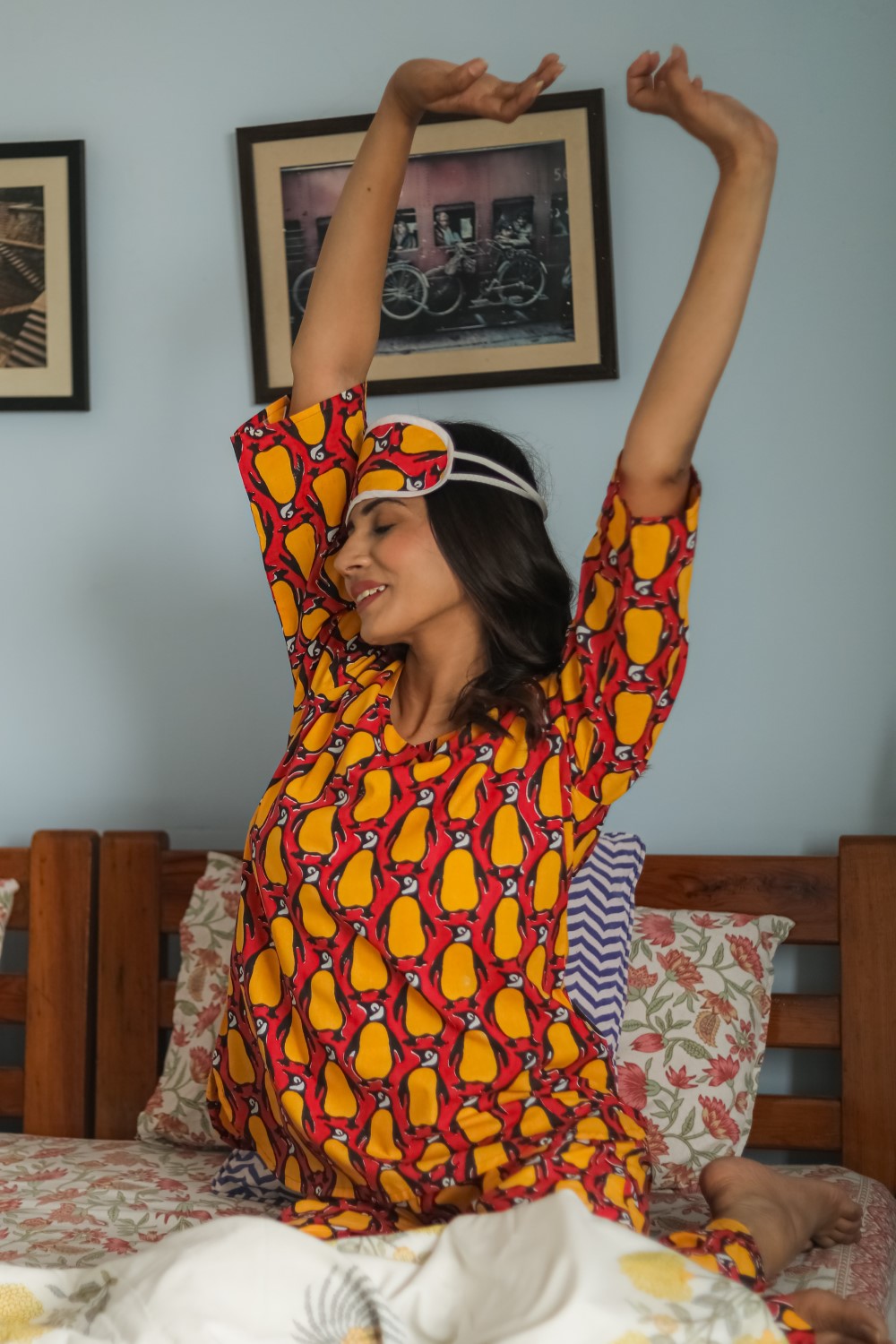 Sootisyahi 'Penguin Fiesta' Handblock Printed Pure Cotton Night Suit