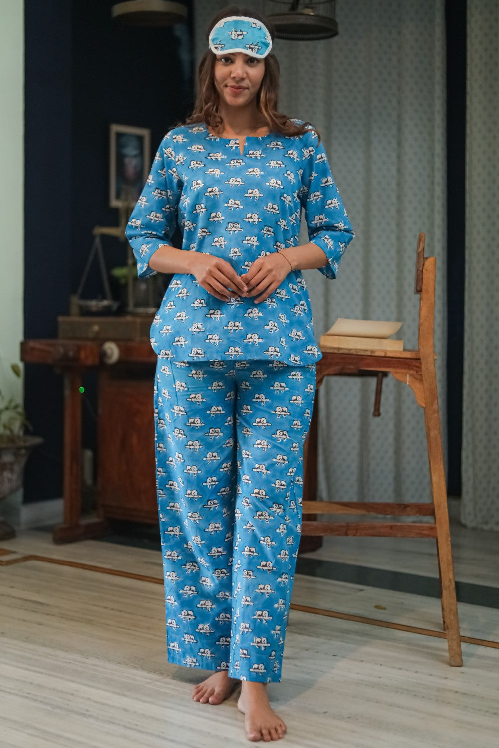 Sootisyahi 'Snooze Panda' Handblock Printed Pure Cotton Night Suit