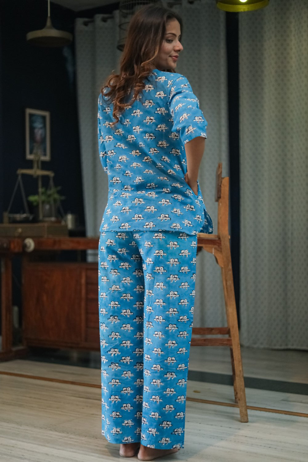 Sootisyahi 'Snooze Panda' Handblock Printed Pure Cotton Night Suit