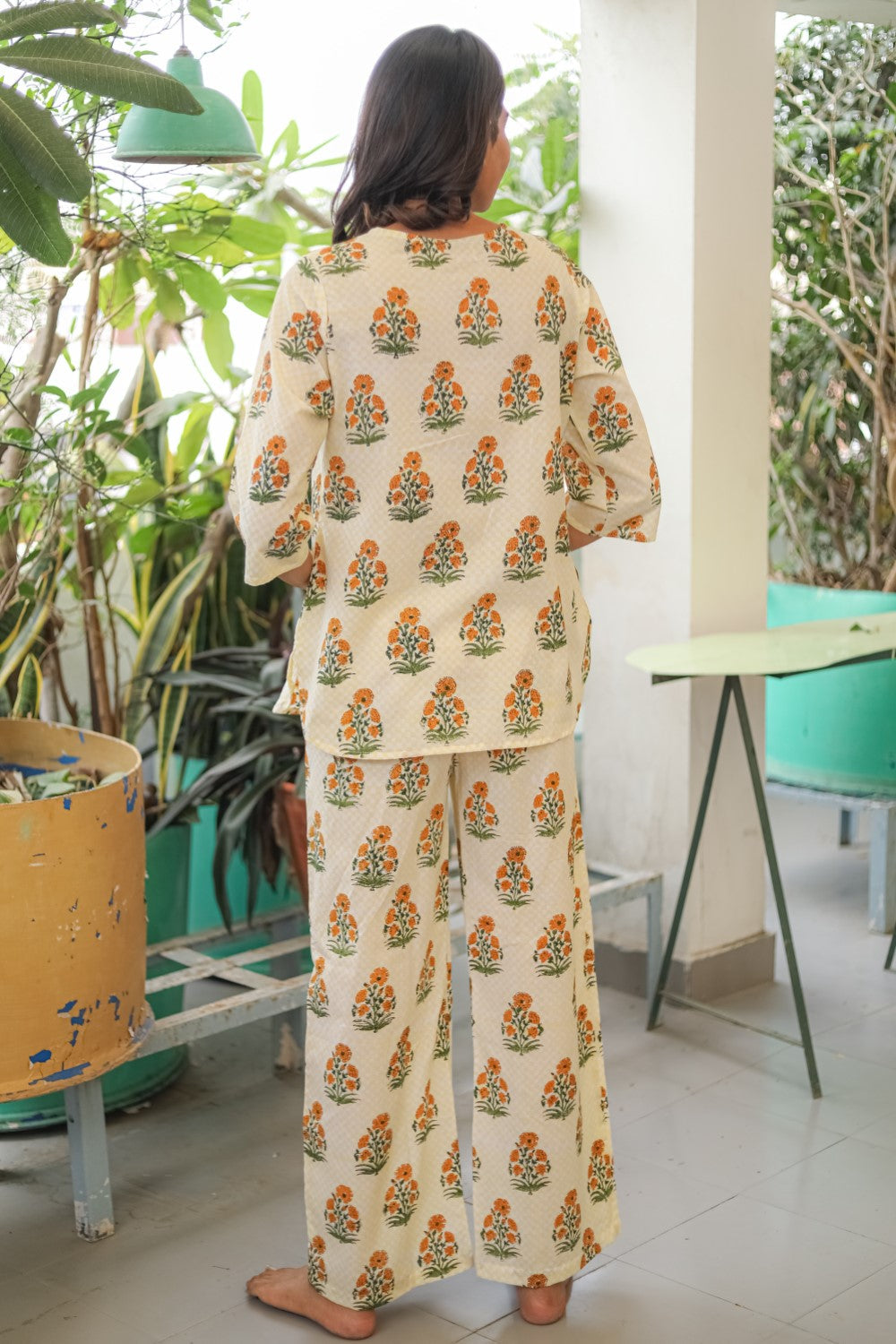 Sootisyahi 'Sunny Meadows' Handblock Printed Pure Cotton Night Suit