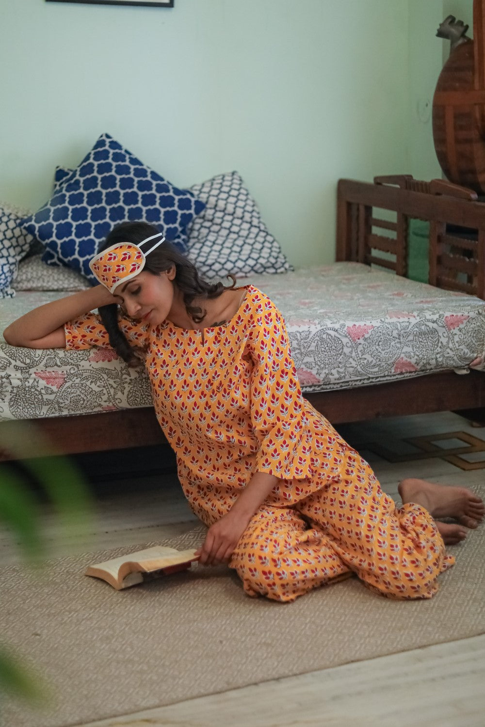 Sootisyahi 'Vibrant Night' Handblock Printed Pure Cotton Night Suit