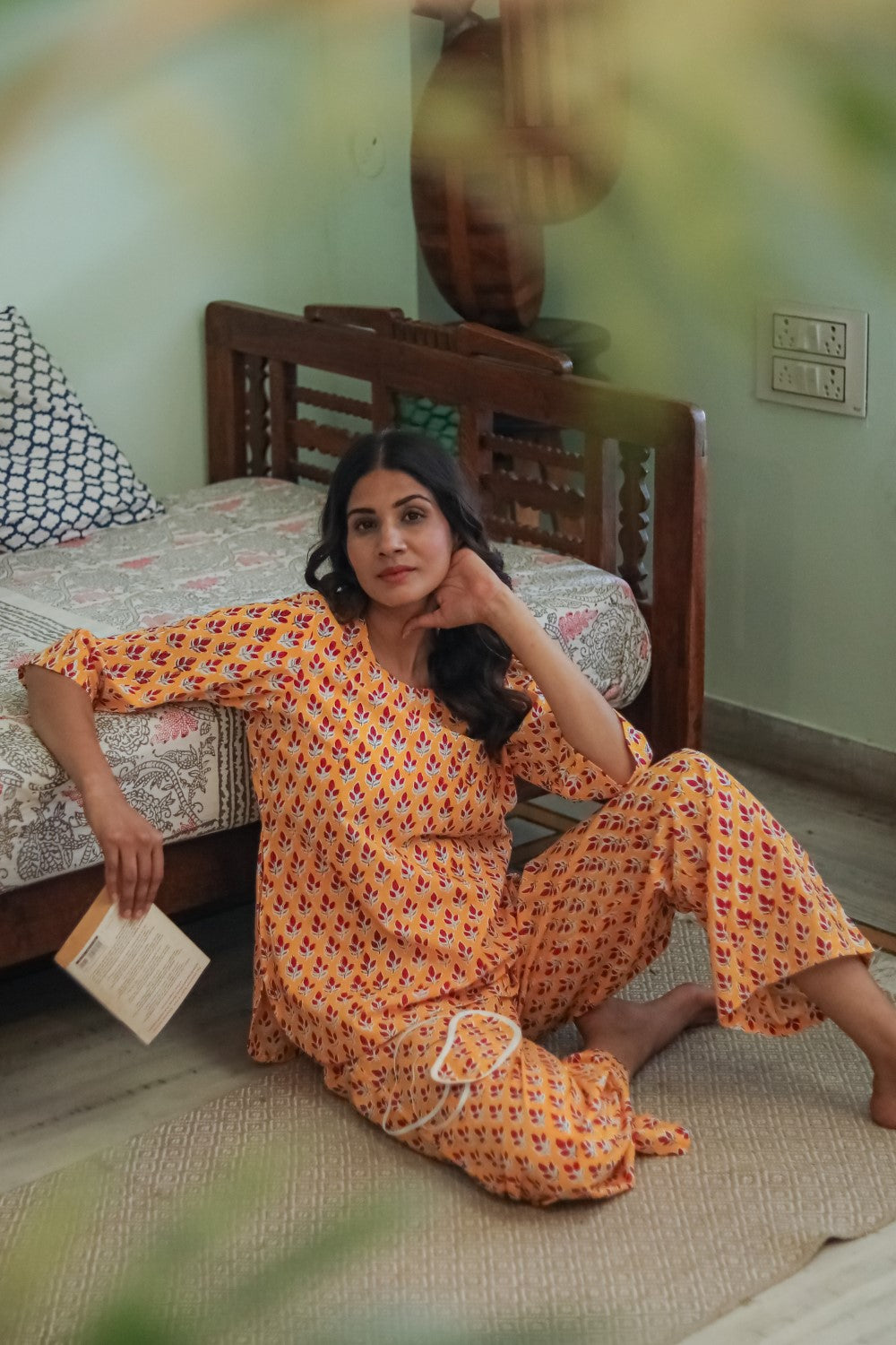 Sootisyahi 'Vibrant Night' Handblock Printed Pure Cotton Night Suit