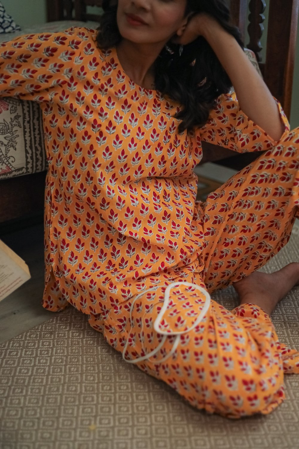 Sootisyahi 'Vibrant Night' Handblock Printed Pure Cotton Night Suit