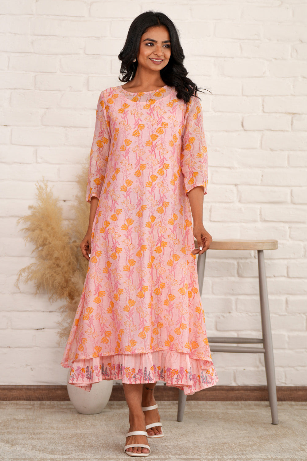 Celestial Bloom - Hand Block Printed Dress