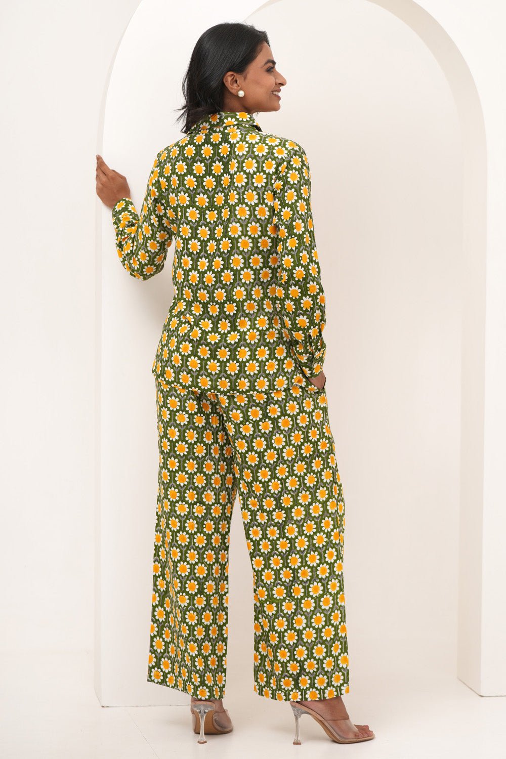 Garden Party Hand Block Printed Modal Silk Co - Ord Set - SootiSyahi