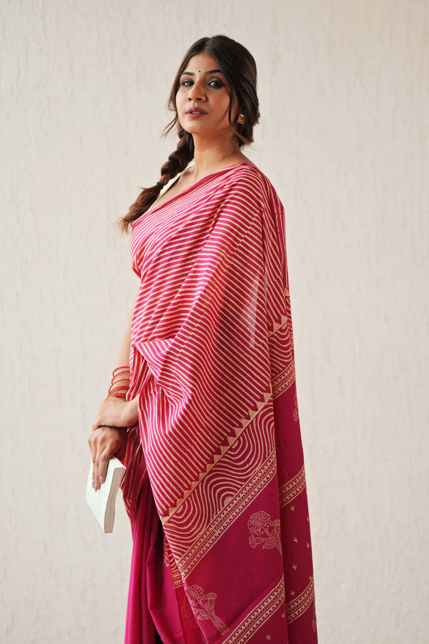 Gilded Folklore - Hand Block Mul Cotton Saree - SootiSyahi