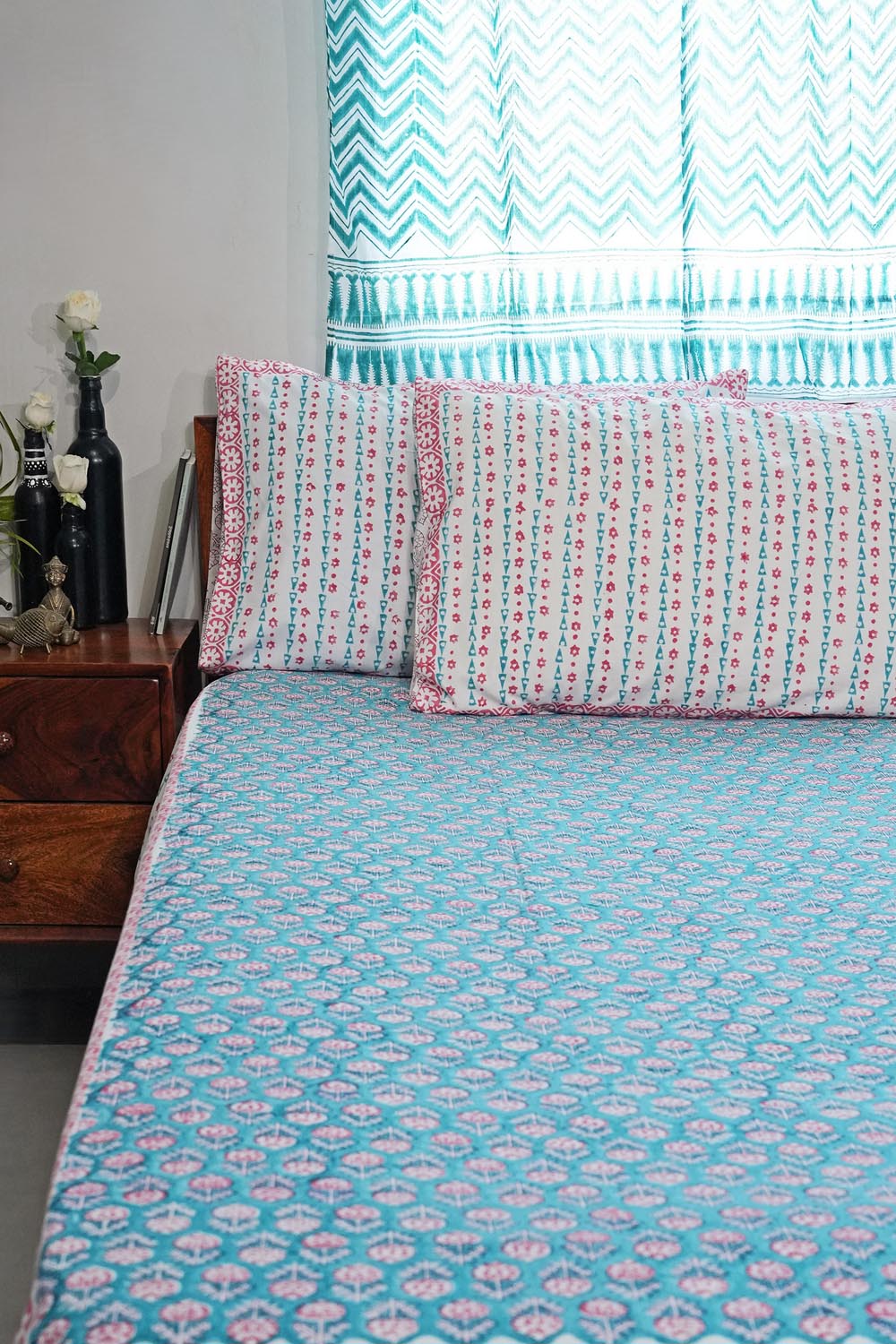 Artisan Weave Hand Block Printed Cotton Percale Bedsheet