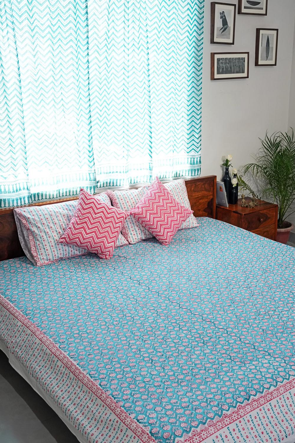 Artisan Weave Hand Block Printed Cotton Percale Bedsheet