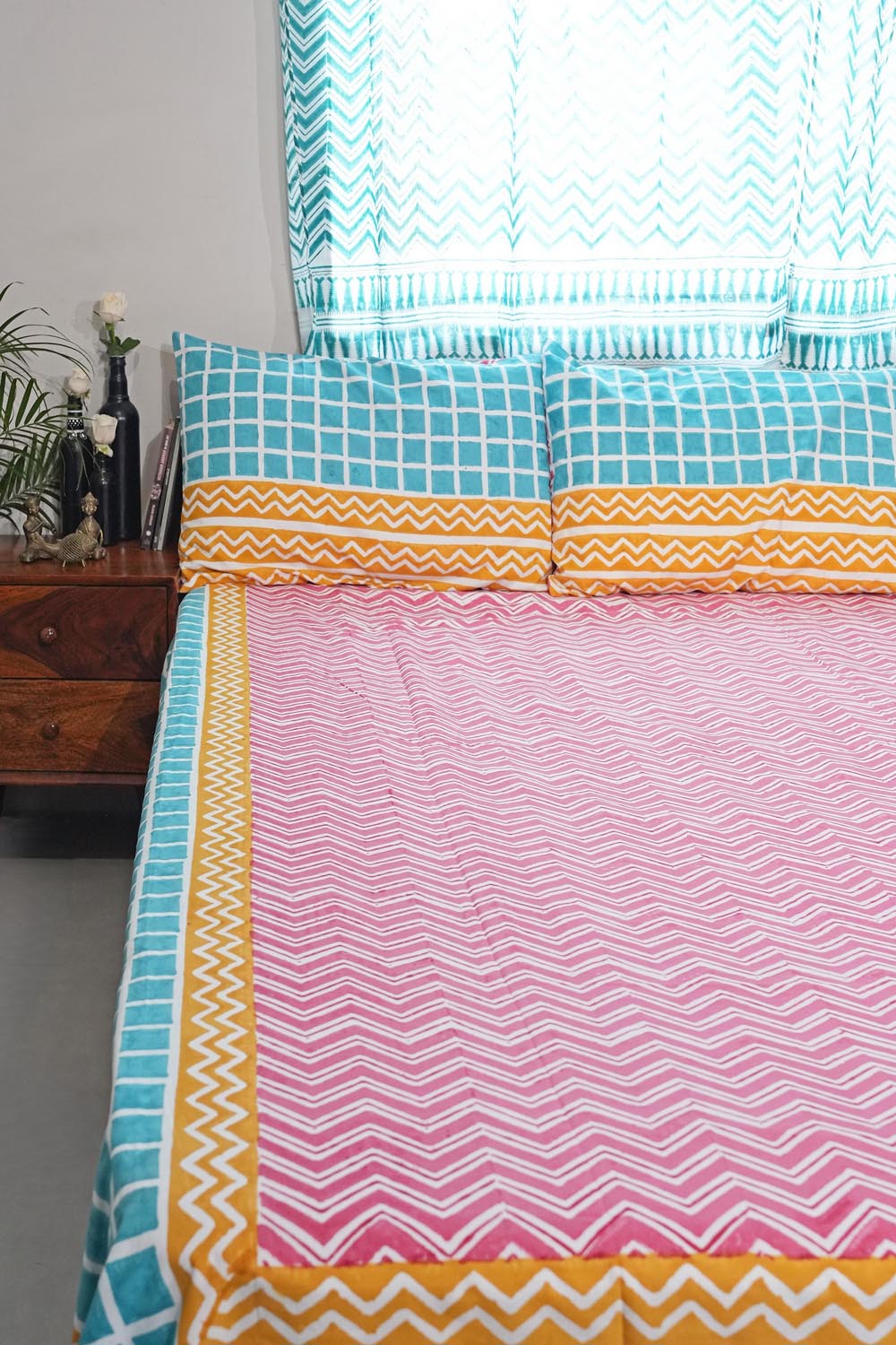 Dream Weave Hand Block Printed Cotton Percale Bedsheet