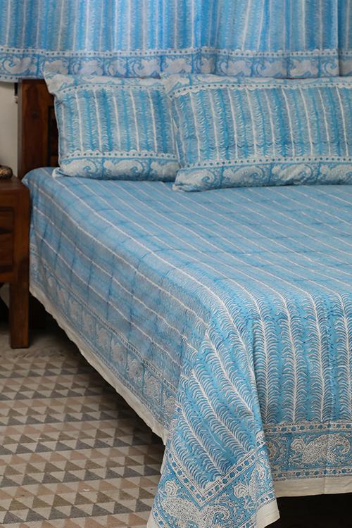 Sootisyahi 'Sky Weed' Handblock Printed Cotton Bedsheet - SootiSyahi