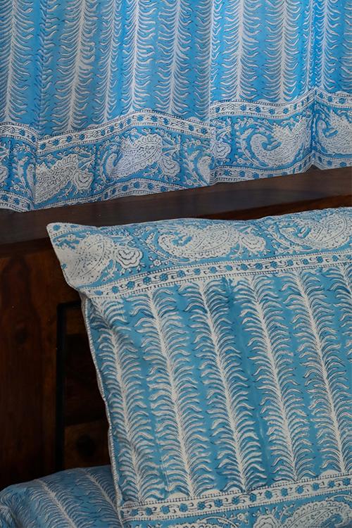 Sootisyahi 'Sky Weed' Handblock Printed Cotton Bedsheet - SootiSyahi